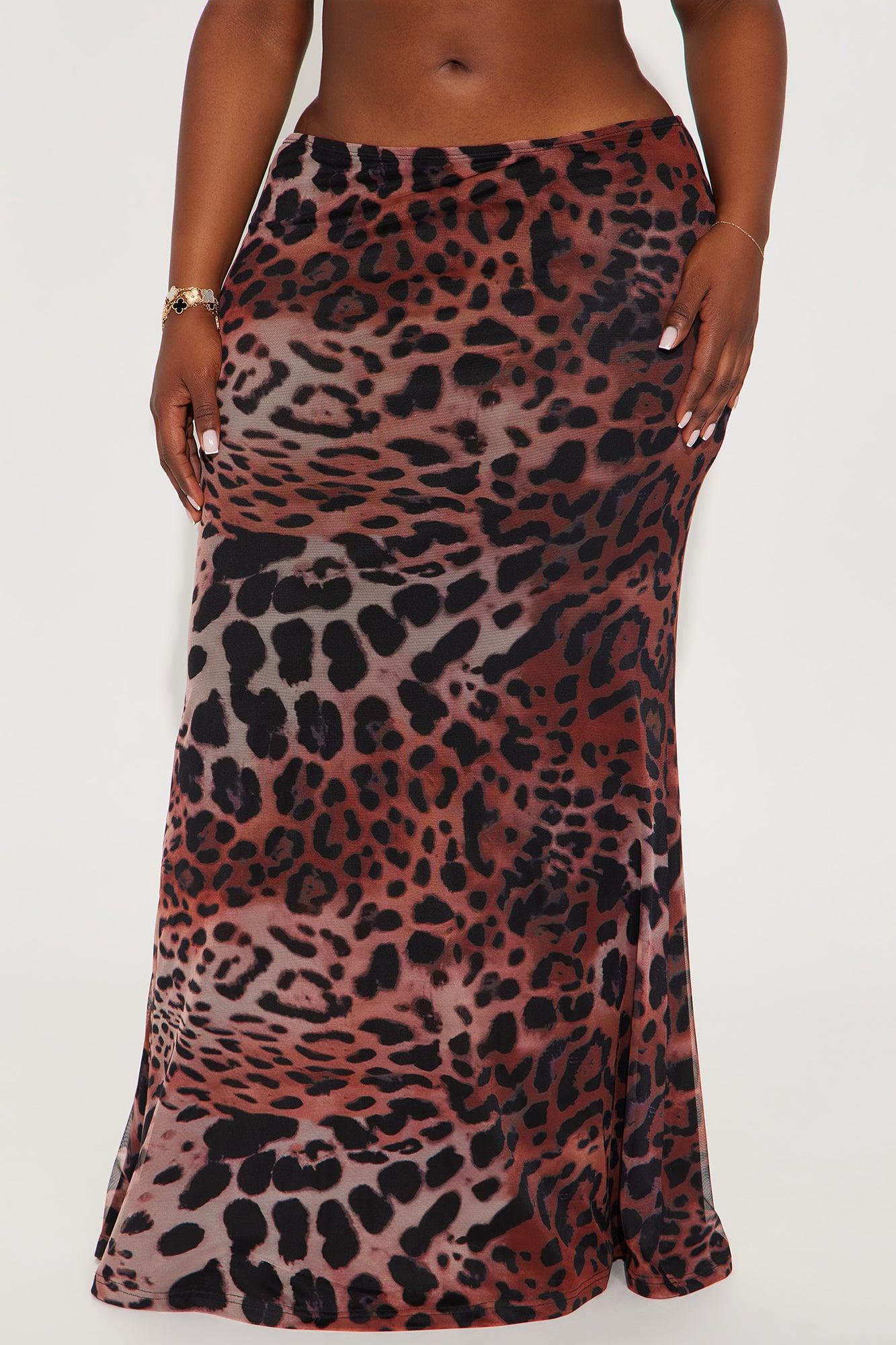 She's Been Spotted Leopard Mesh Maxi Skirt - Brown/combo - Image 5