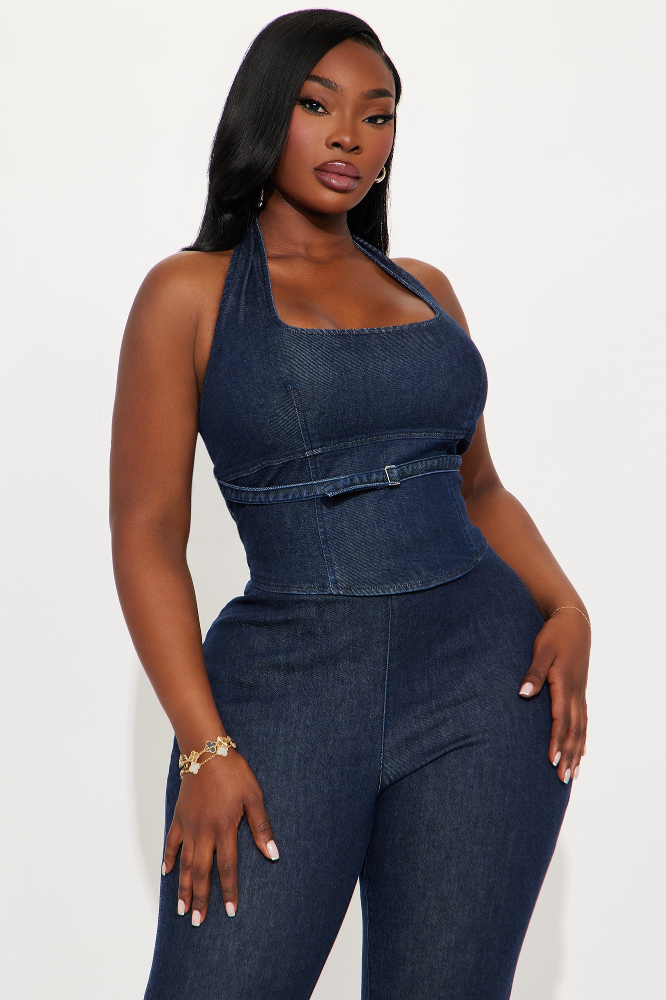 Andrea Halter And Flare Leg Pant Set - Dark Wash - Image 5