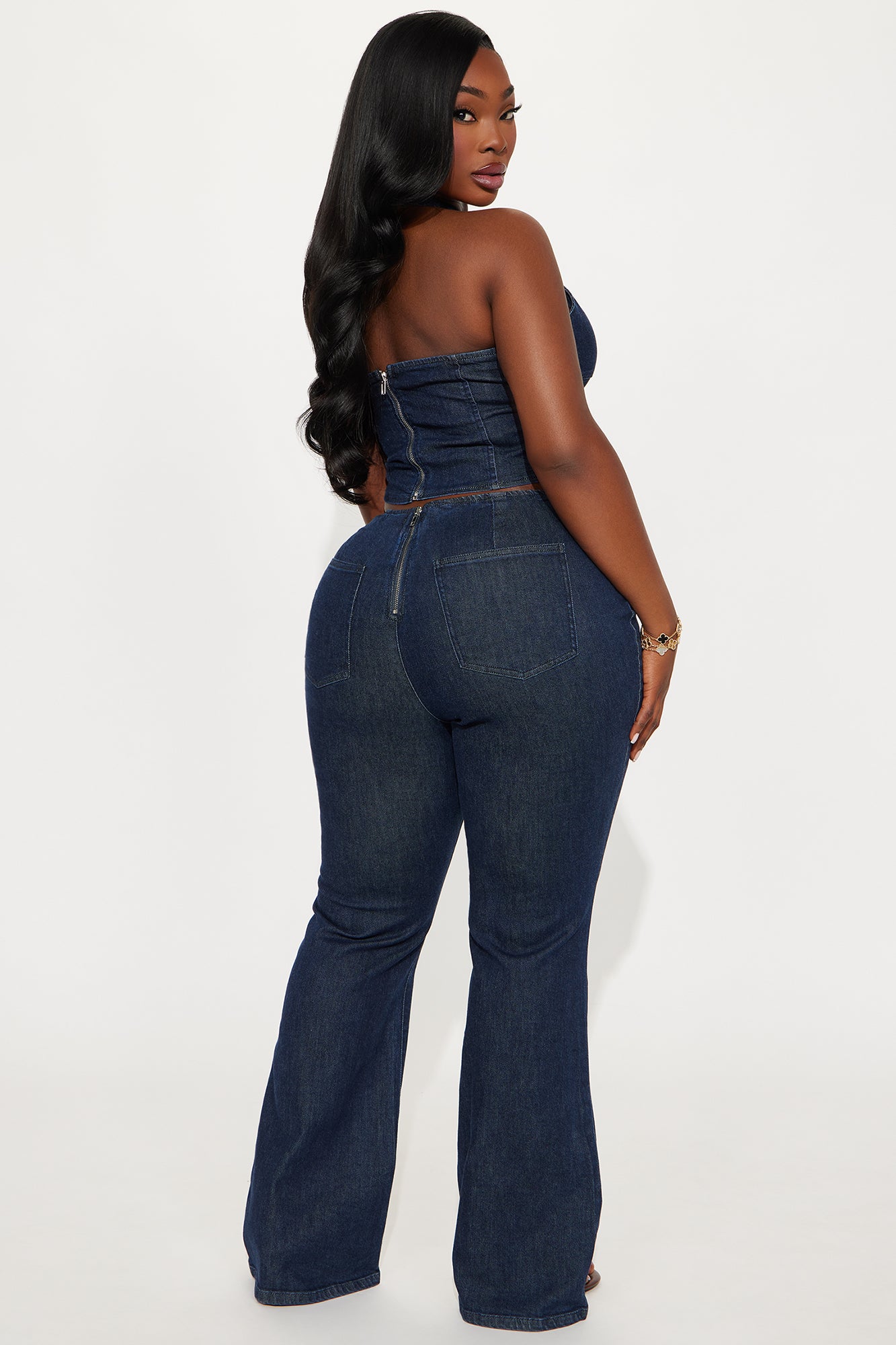 Andrea Halter And Flare Leg Pant Set - Dark Wash - Image 6