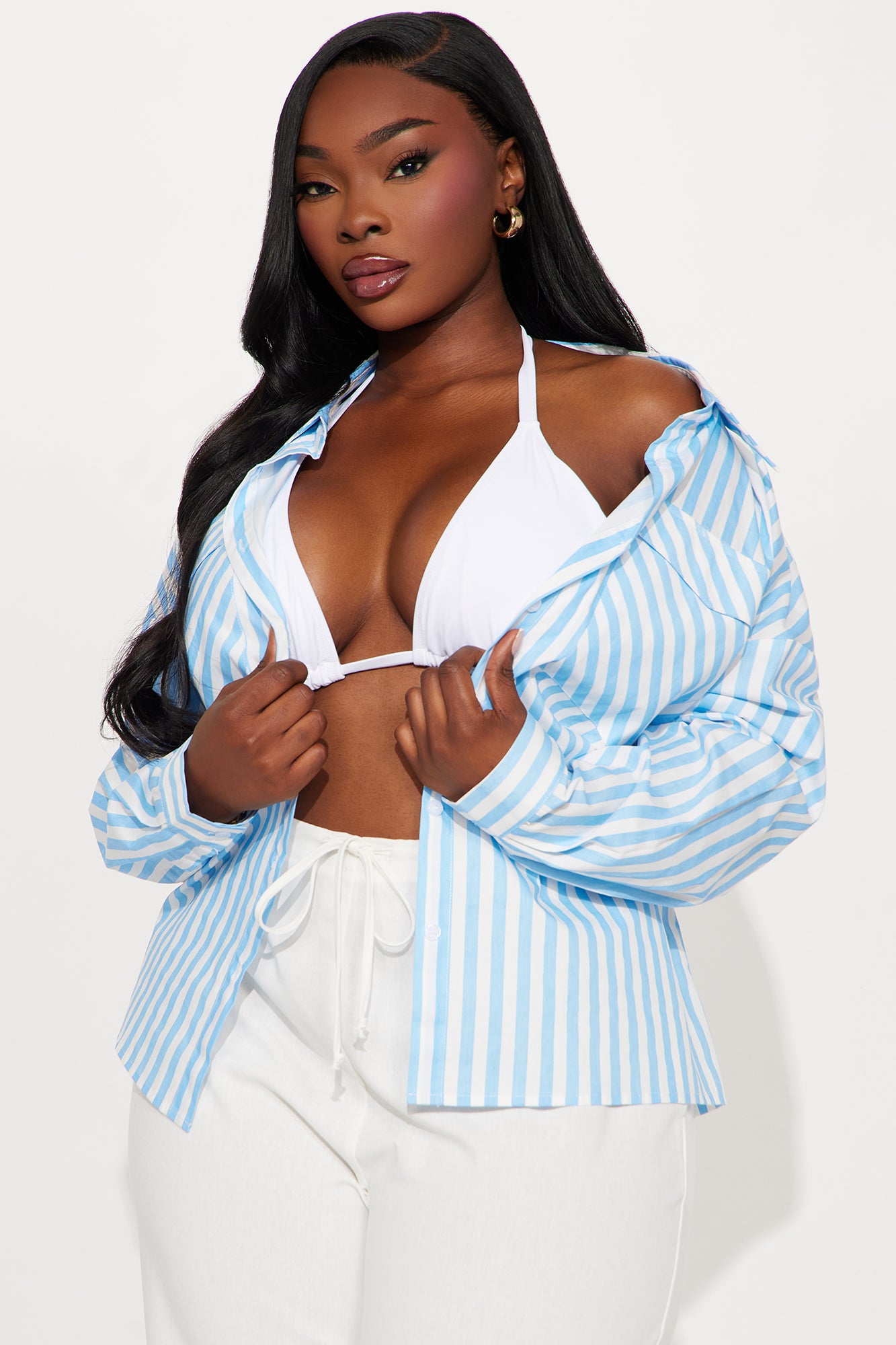 Between The Stripes Poplin Shirt - Blue/combo - Image 4