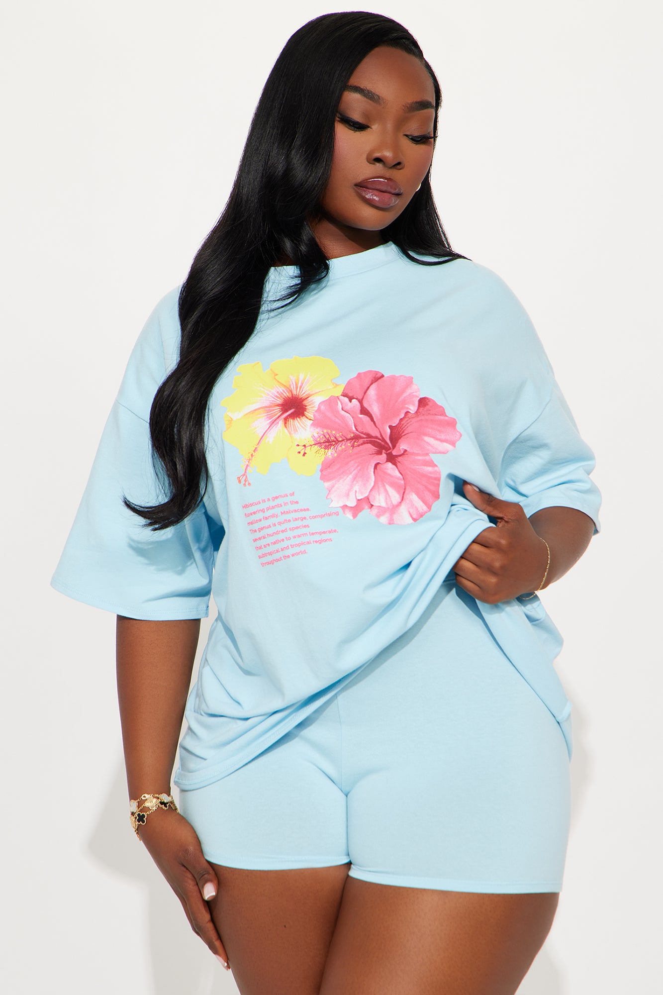 Flower Besties Lounge Biker Short Set - Light Blue - Image 5