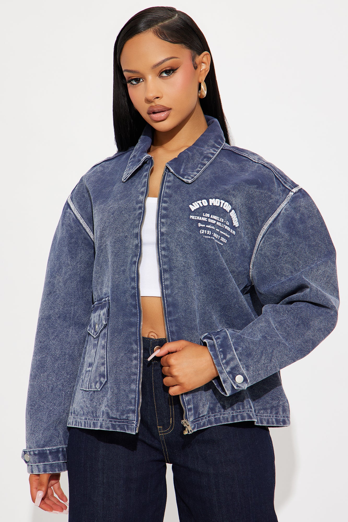Kenzie Denim Washed Trucker Jacket - Vintage Wash - Image 4