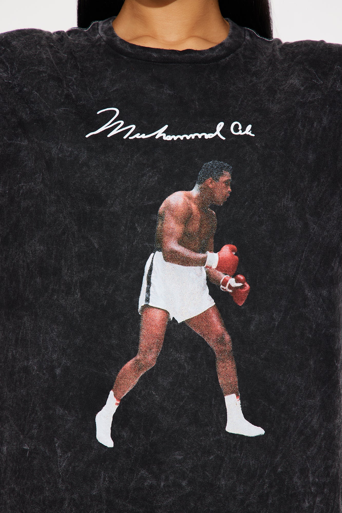 Muhammad Ali Washed Oversized Tee - Black - Image 3