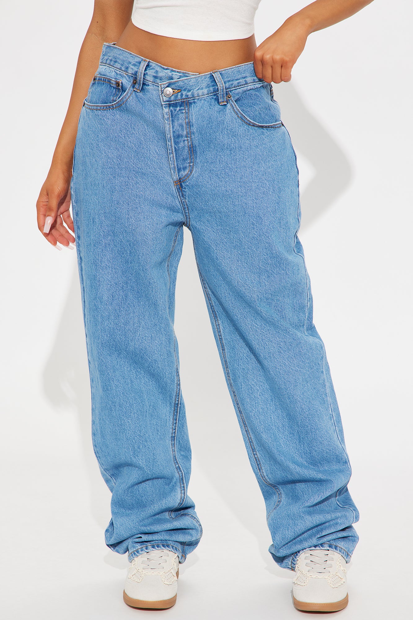 Crossover Straight Leg Jeans - Medium Wash - Image 6