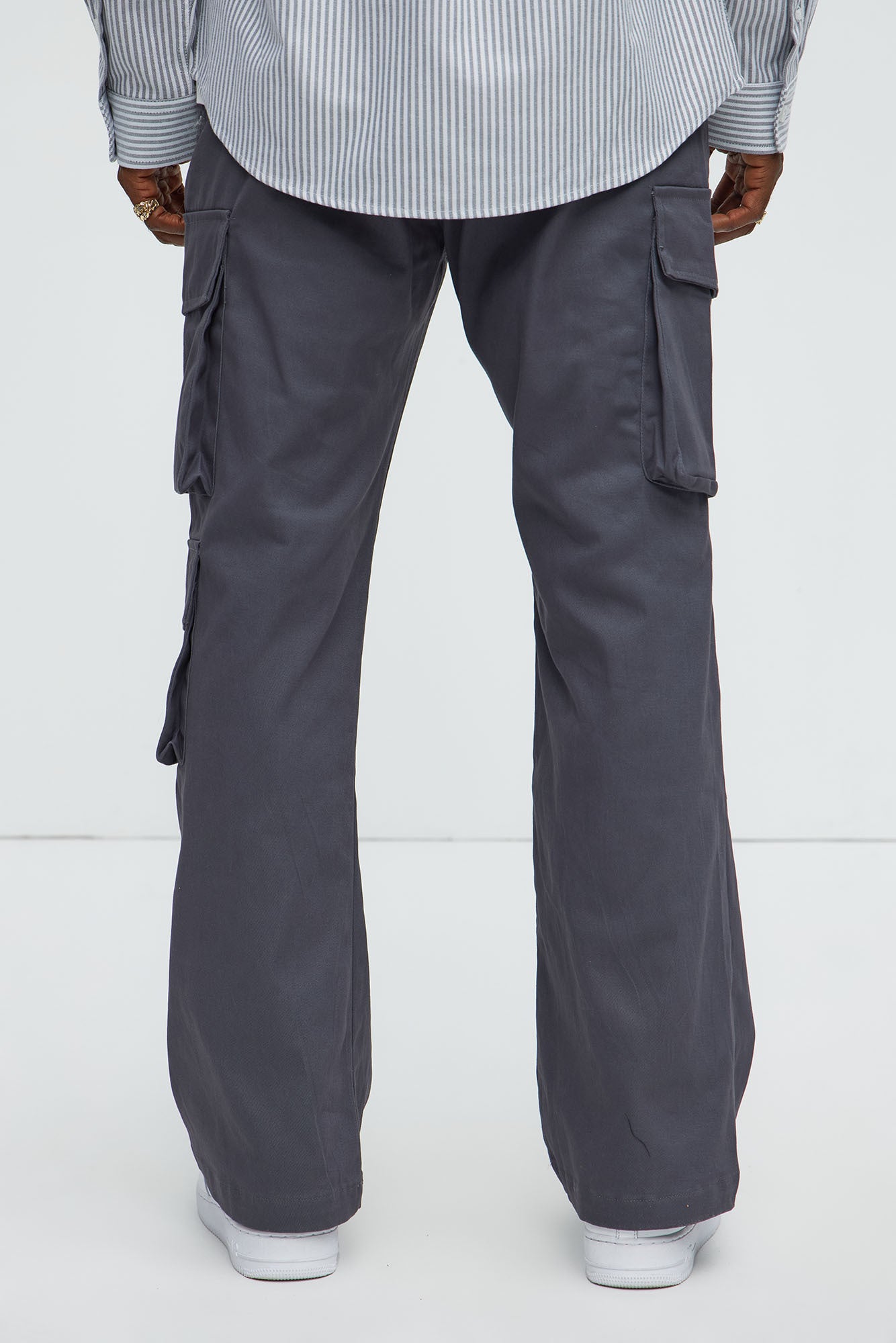 Stacked Skinny Flare 3 Way Cargo Pants - Grey - Image 5