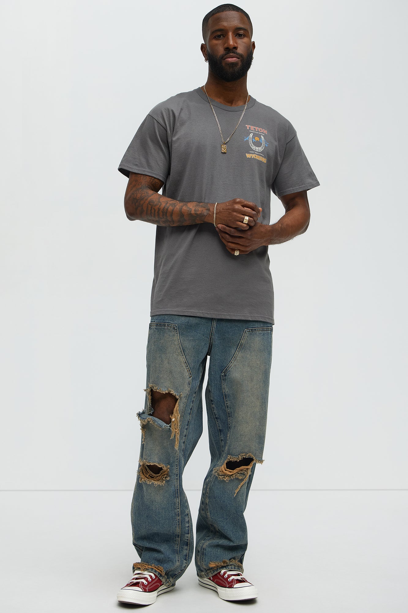 Teton Mountain Range Short Sleeve Tee - Charcoal - Image 3