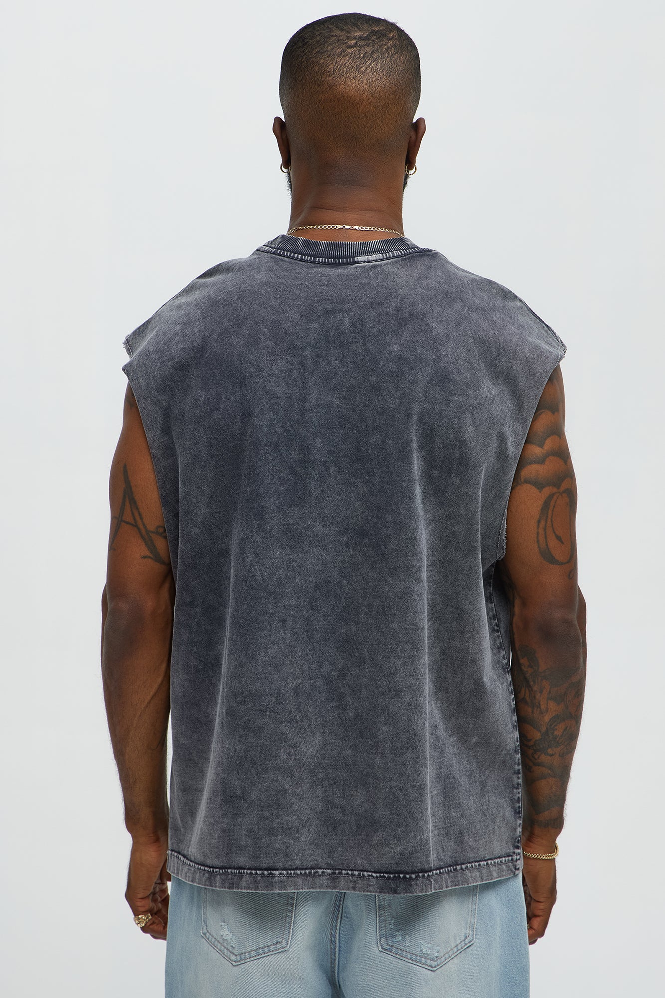 Relaxed Vintage Wash Heavyweight Muscle Tee - Black Wash - Image 3