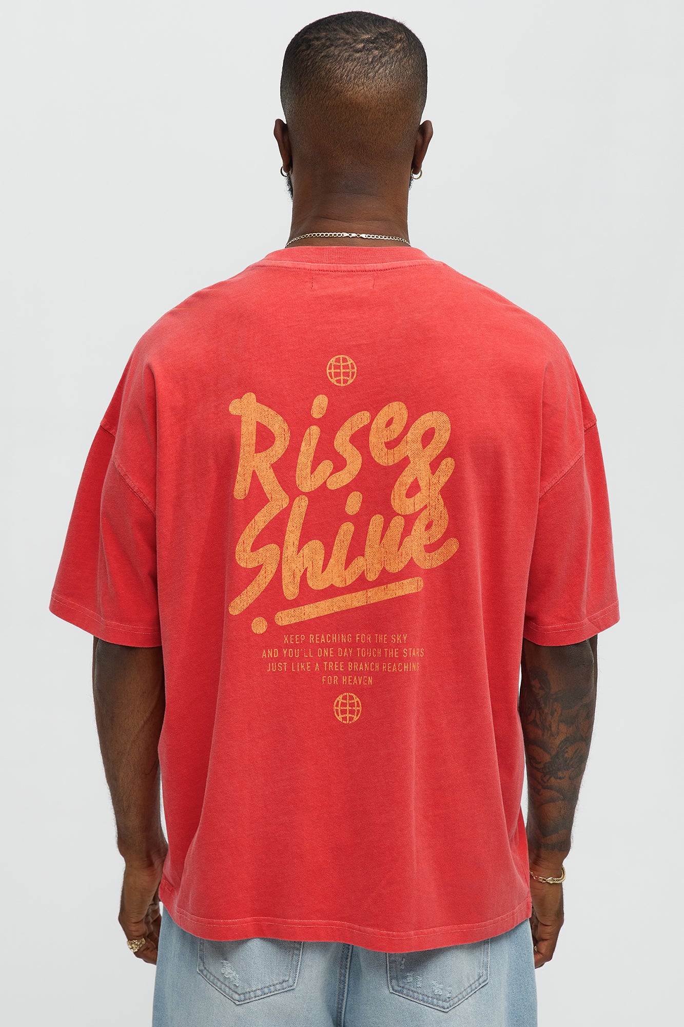 Reach For The Sky Oversized Short Sleeve Tee - Coral - Image 4