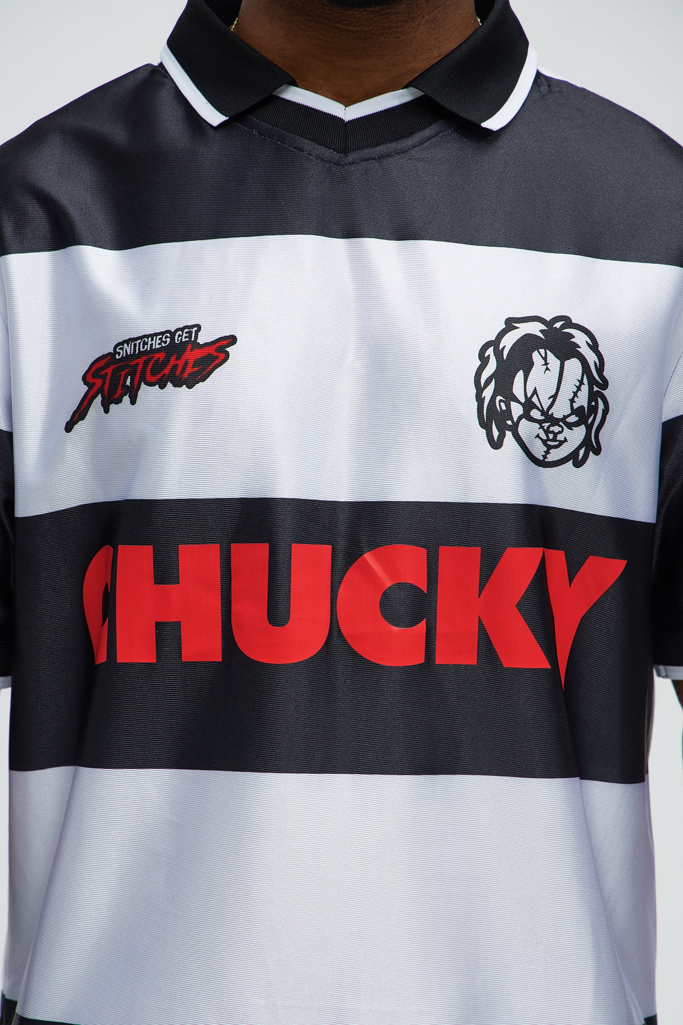 Chucky Soccer Jersey Polo - Black/White - Image 3