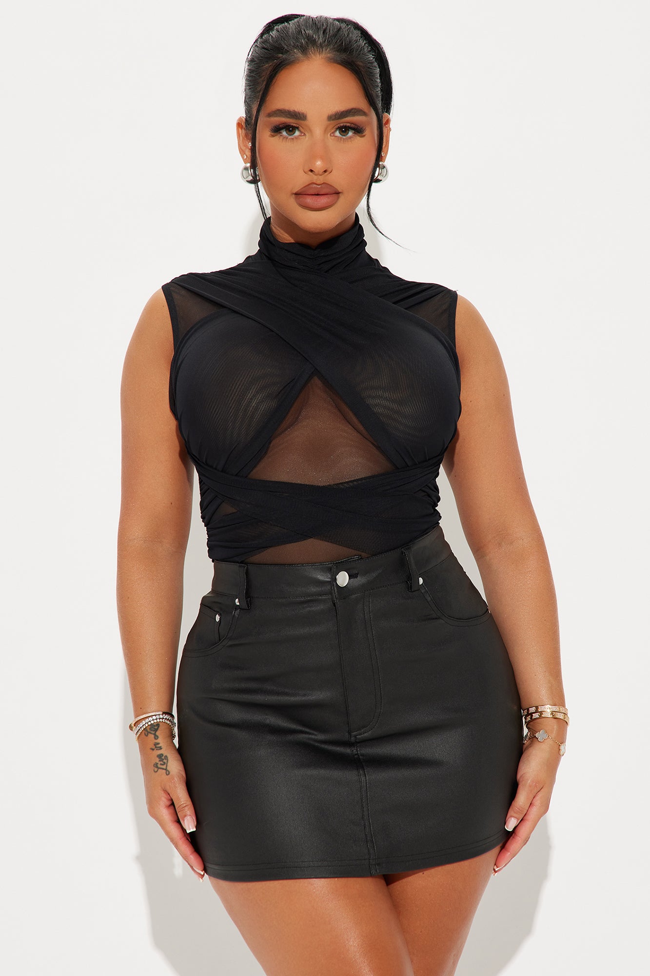 Mariella Mesh Bodysuit - Black - Image 3