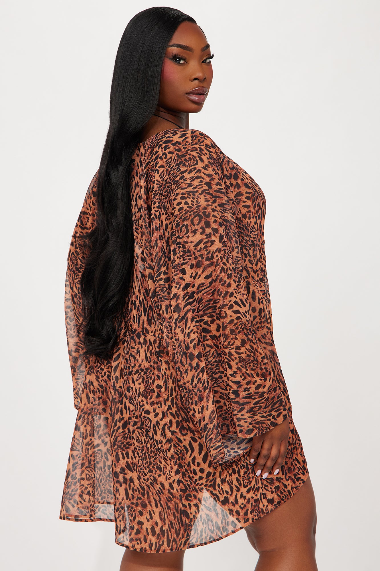 Wanderlust Calling Sheer Swim Cover Up Dress - Brown/combo - Image 6
