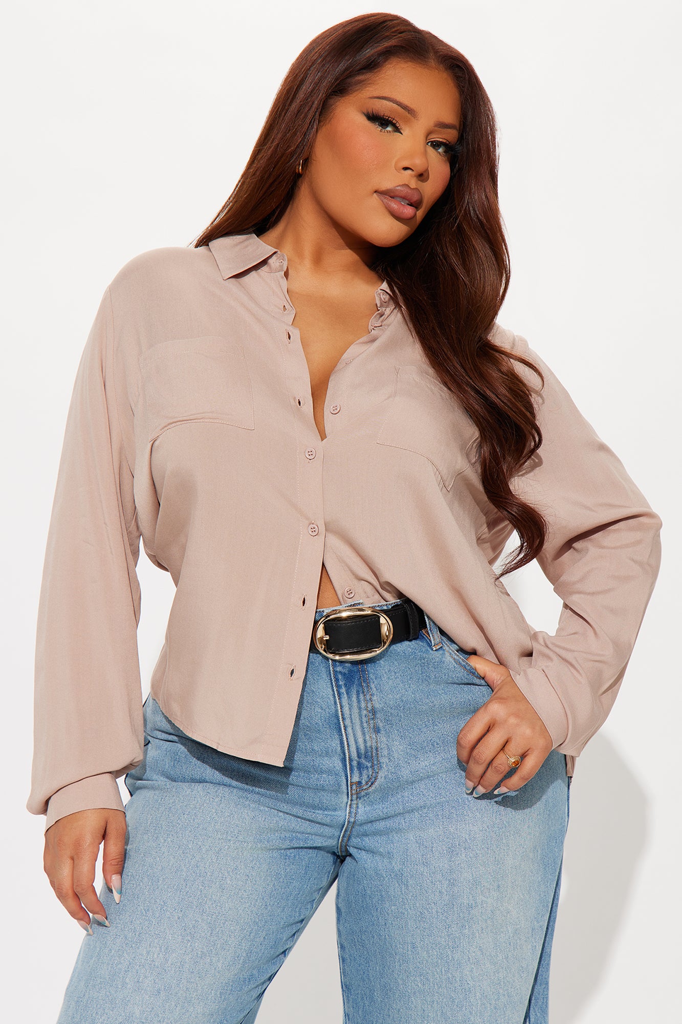Aurora Woven Top - Taupe - Image 4