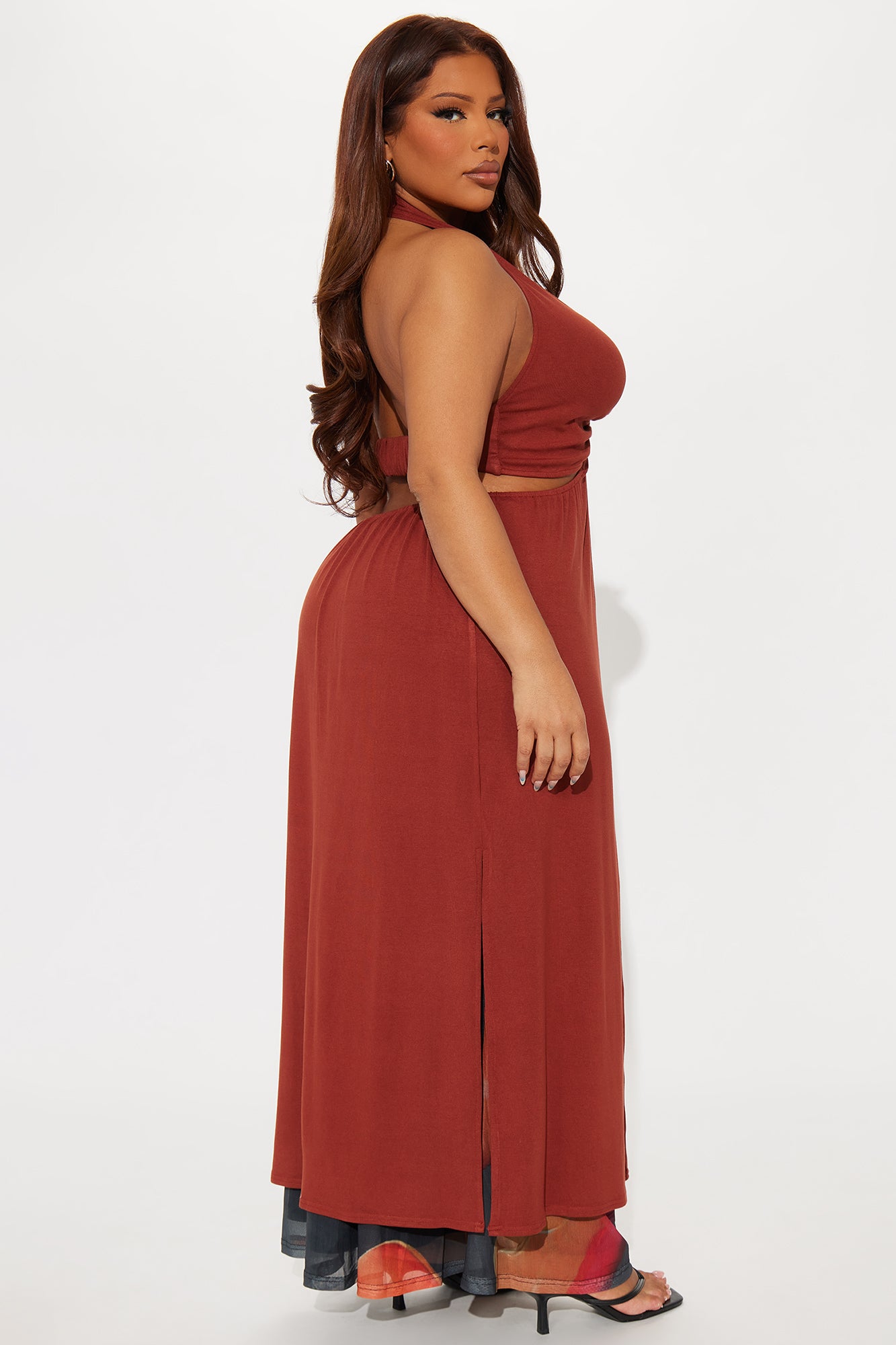 Miami Sun Cut Out Halter Maxi Top - Rust - Image 5
