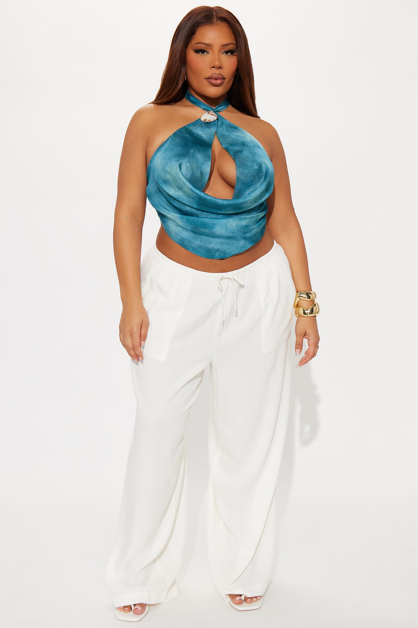 Seaside Soiree Wide Leg Linen Pant - Ivory - Image 4