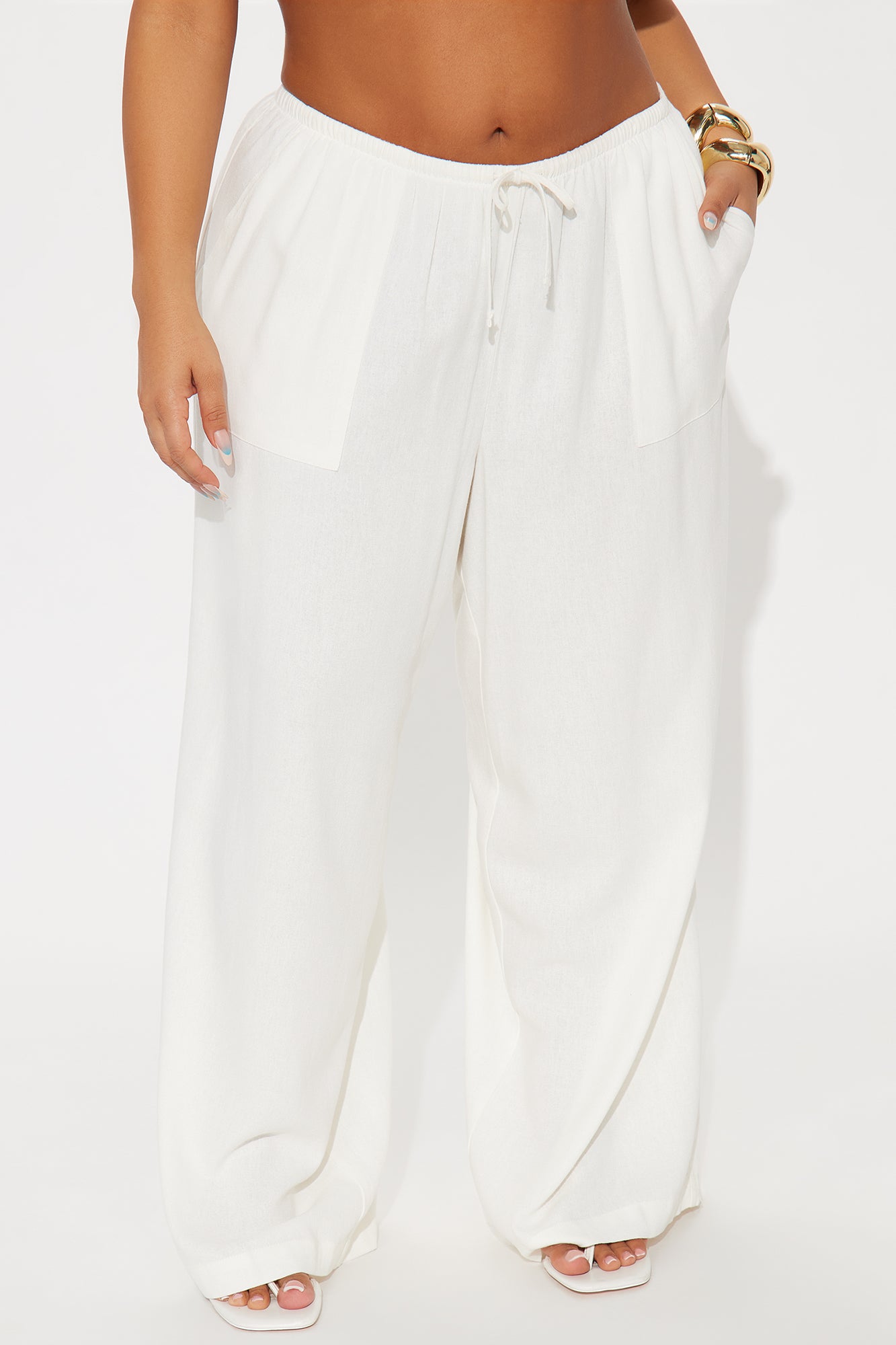 Seaside Soiree Wide Leg Linen Pant - Ivory - Image 5
