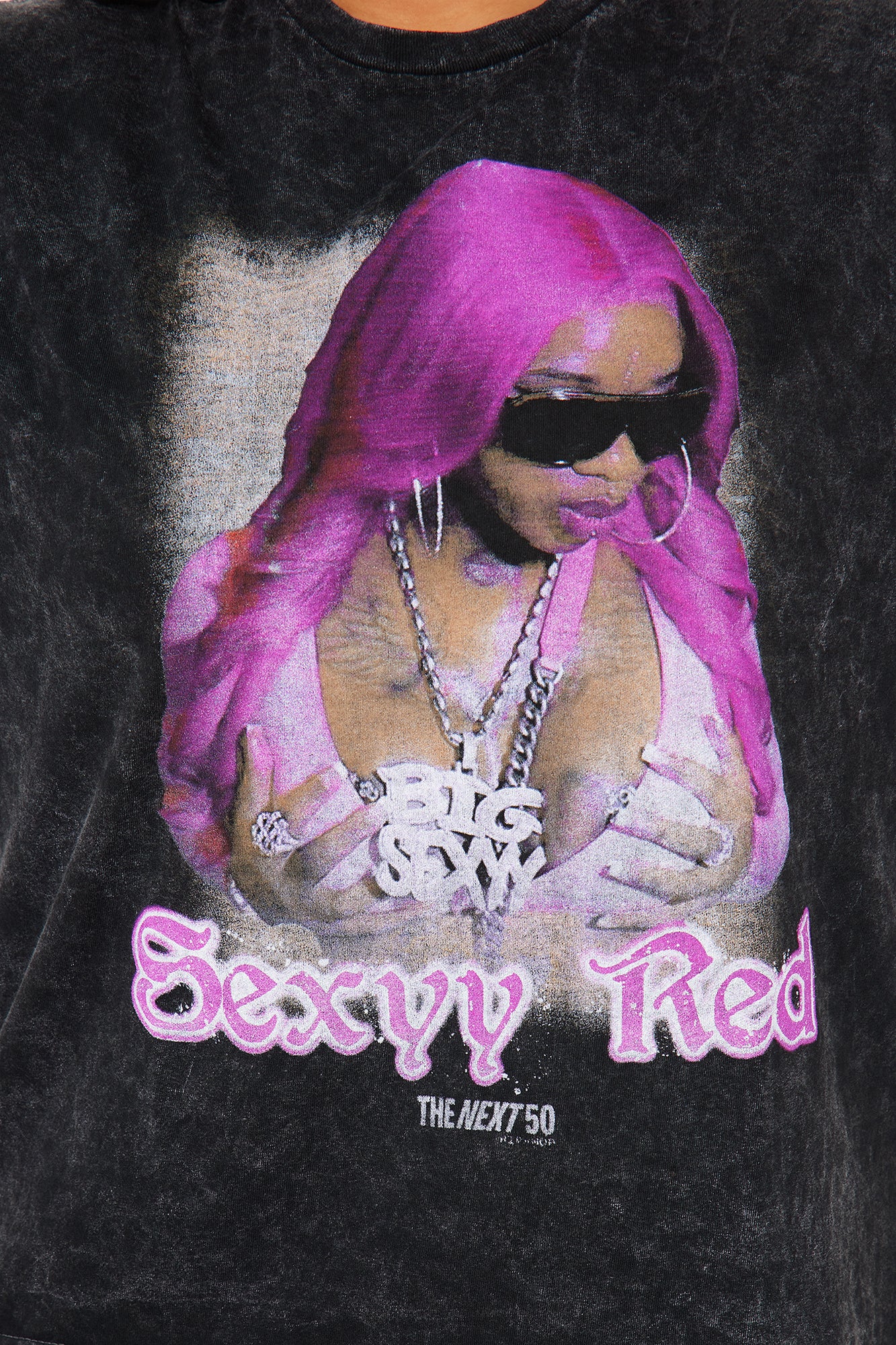 Sexyy Red Chains Washed Oversized Tee - Black - Image 7