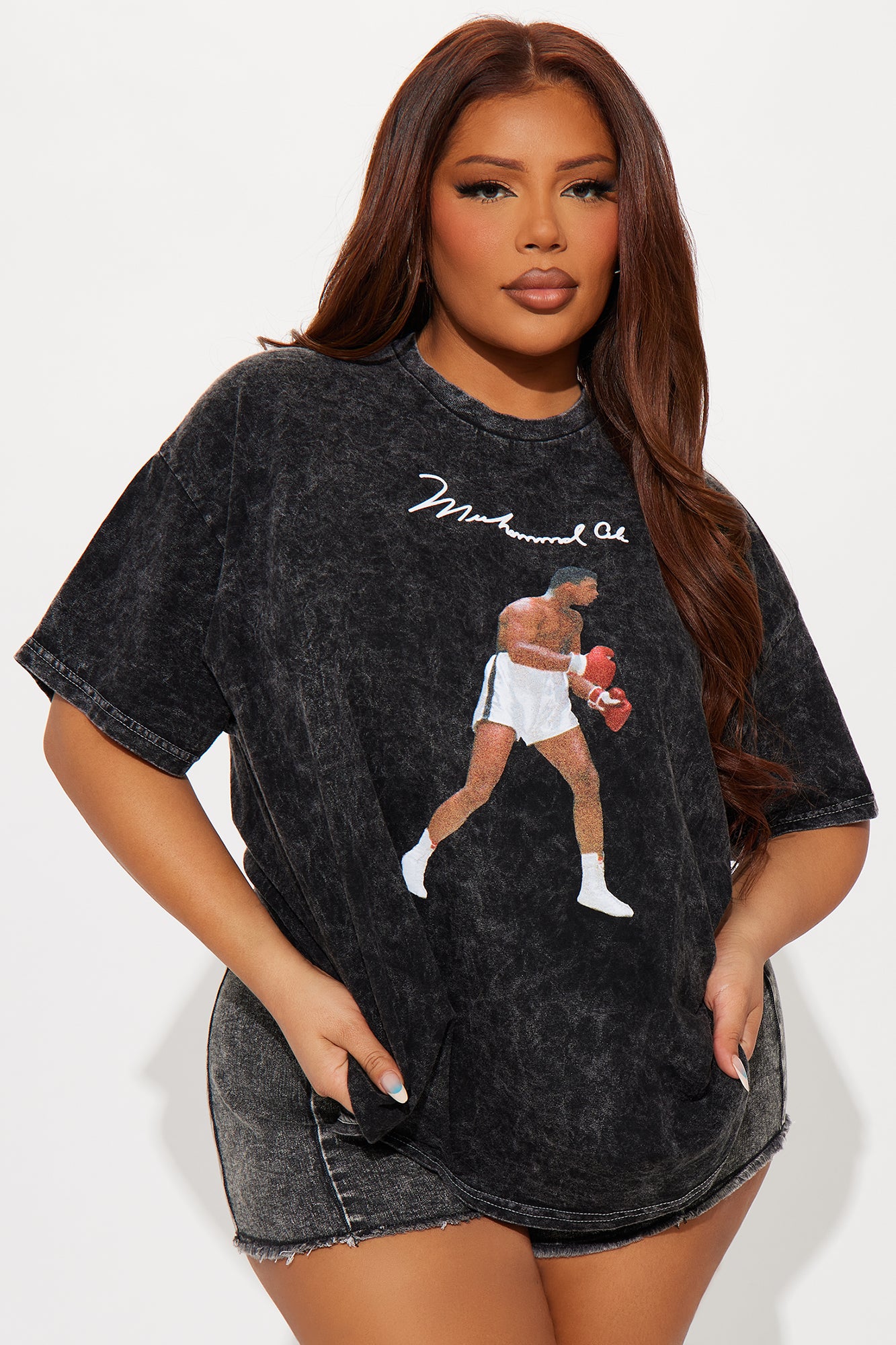 Muhammad Ali Washed Oversized Tee - Black - Image 5