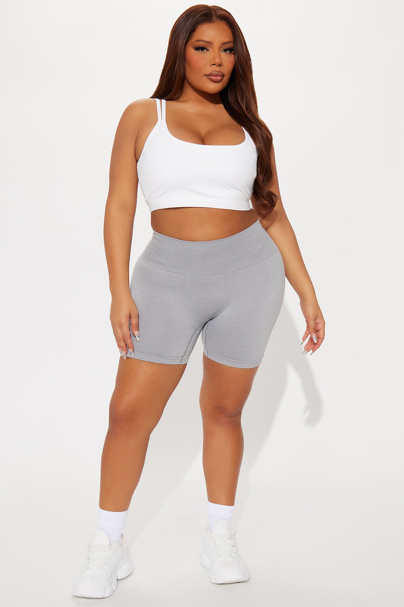 Mia Seamless Biker Short - Heather Grey - Image 4