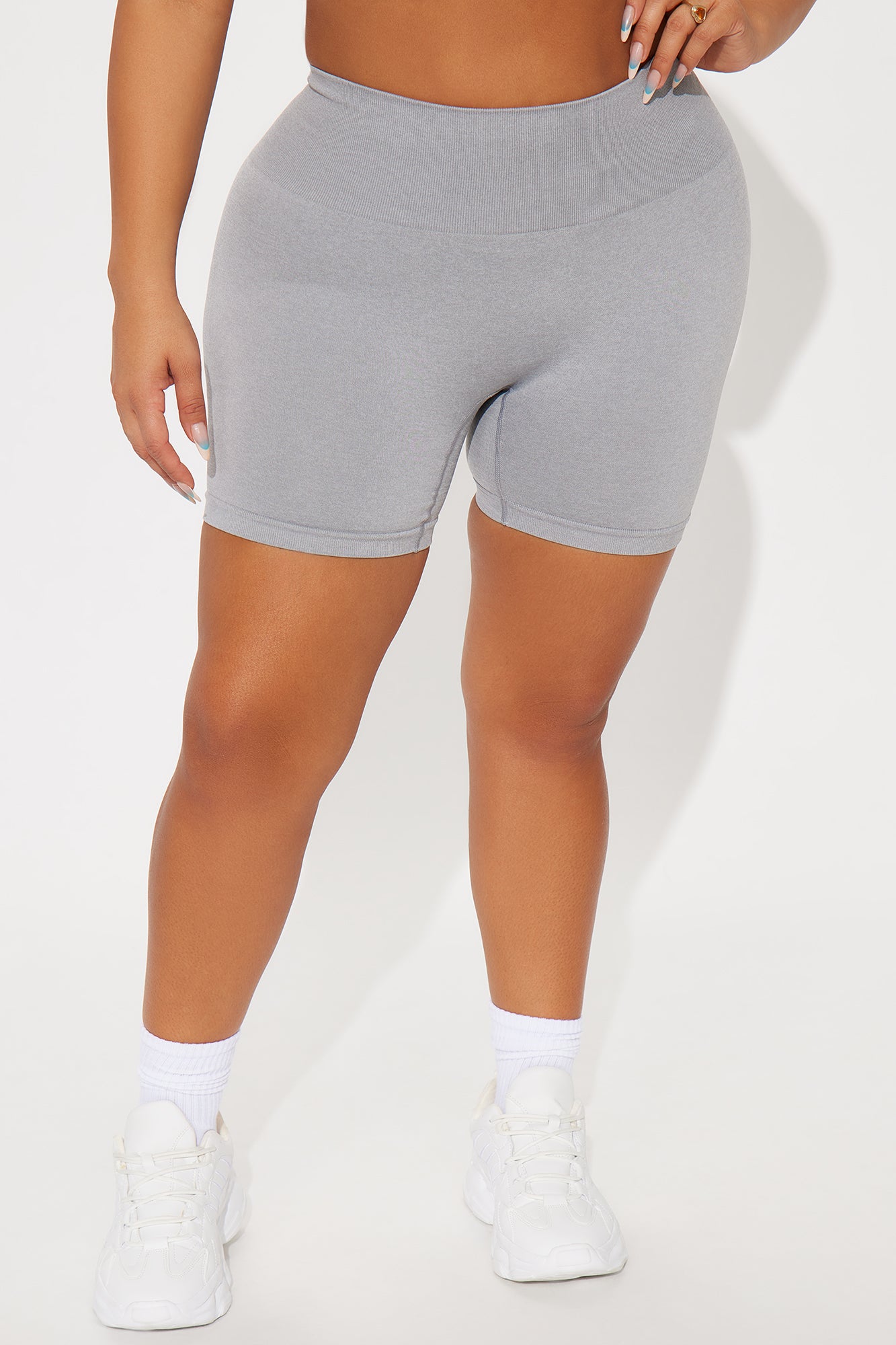 Mia Seamless Biker Short - Heather Grey - Image 5