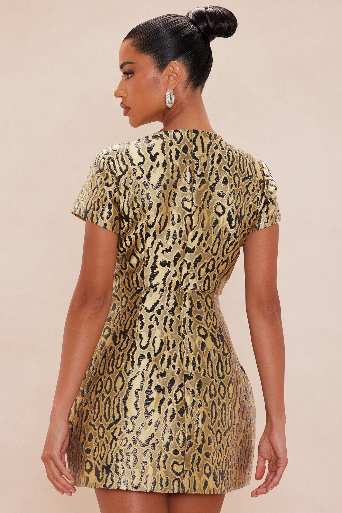 Lani Leopard Jacquard Mini Dress - Yellow/combo - Image 4