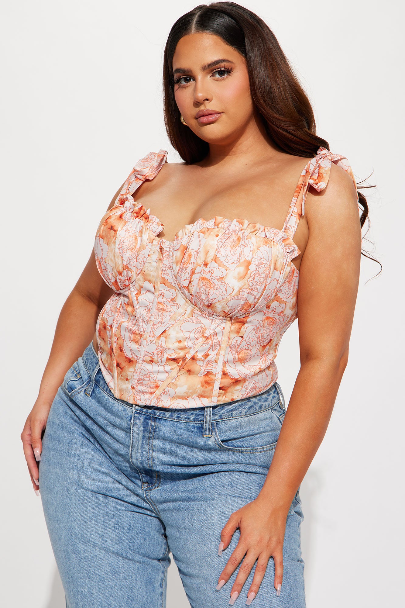 Perfect Picnics Floral Corset Top - Orange/combo - Image 4
