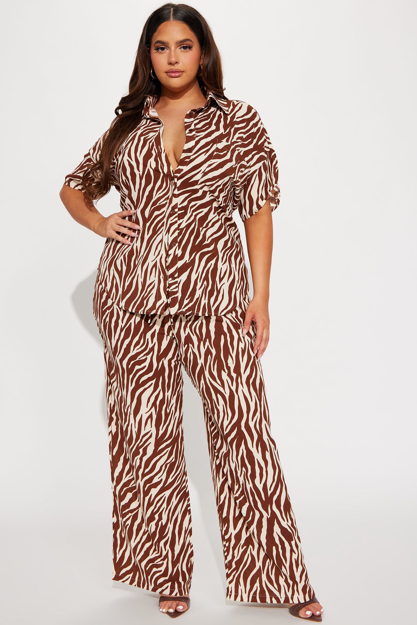 A New Direction Pant Set - Brown/combo - Image 4