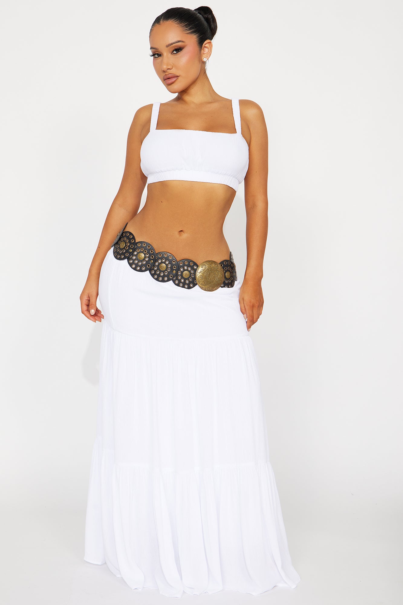 Sunset Stroll Gauze Skirt Set - White - Image 4