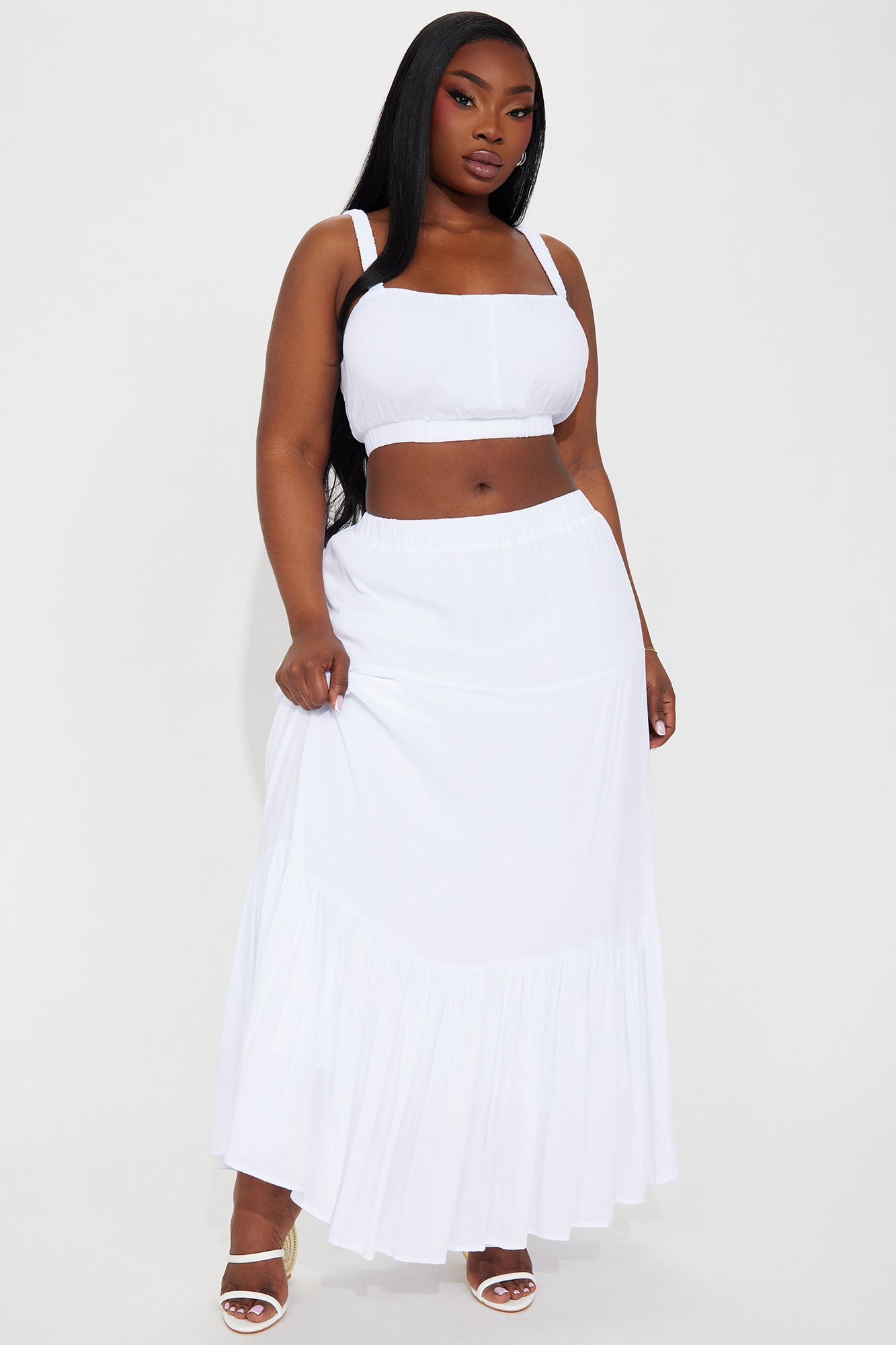 Sunset Stroll Gauze Skirt Set - White - Image 9