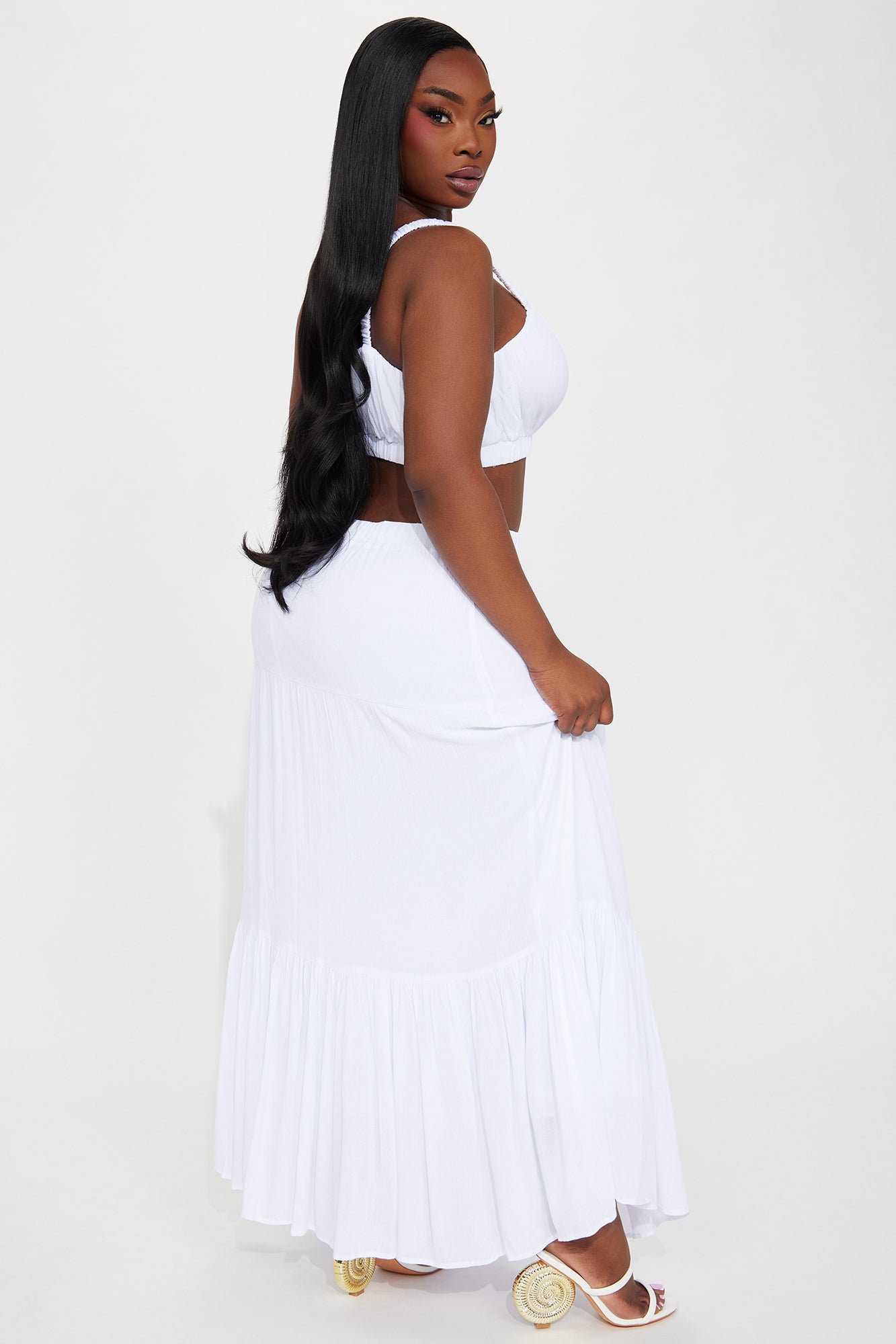 Sunset Stroll Gauze Skirt Set - White - Image 11