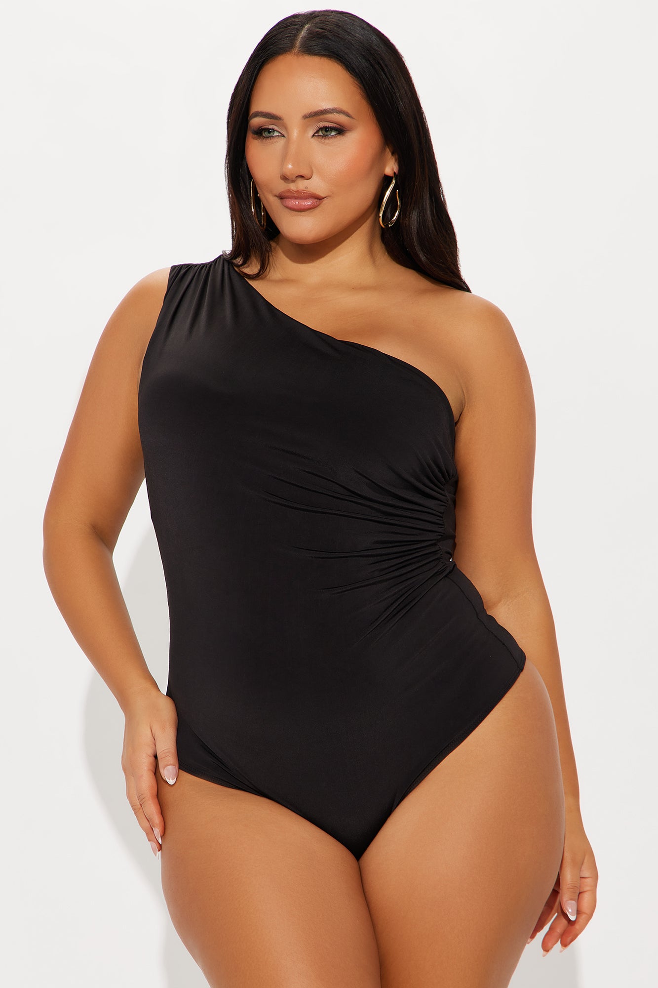 Living Proof One Shoulder Ruched Bodysuit - Black - Image 5