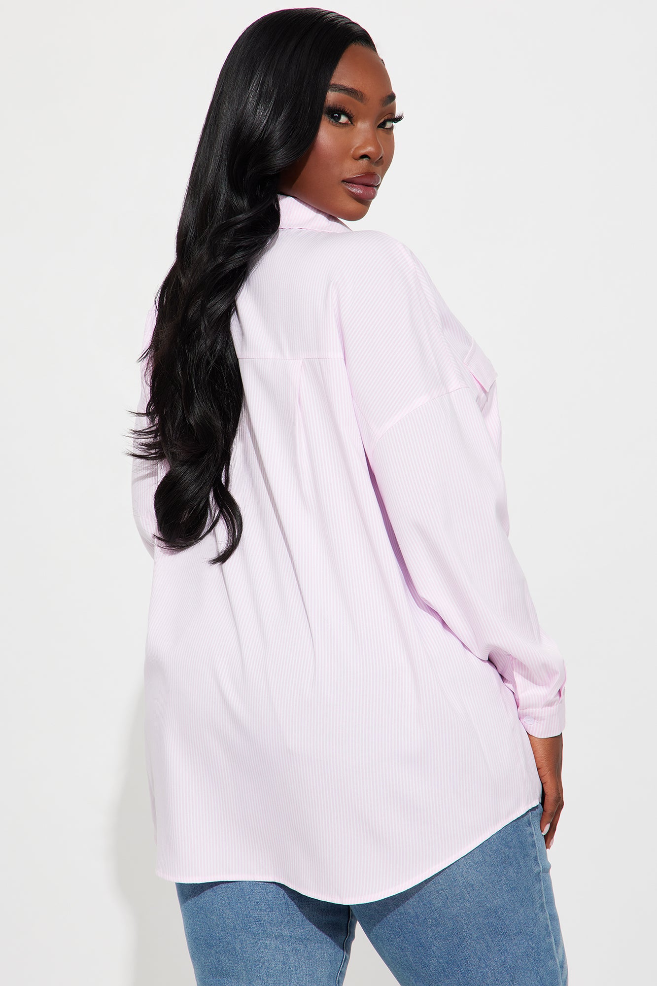 Skip Town Pinstripe Challis Shirt - White/Pink - Image 6