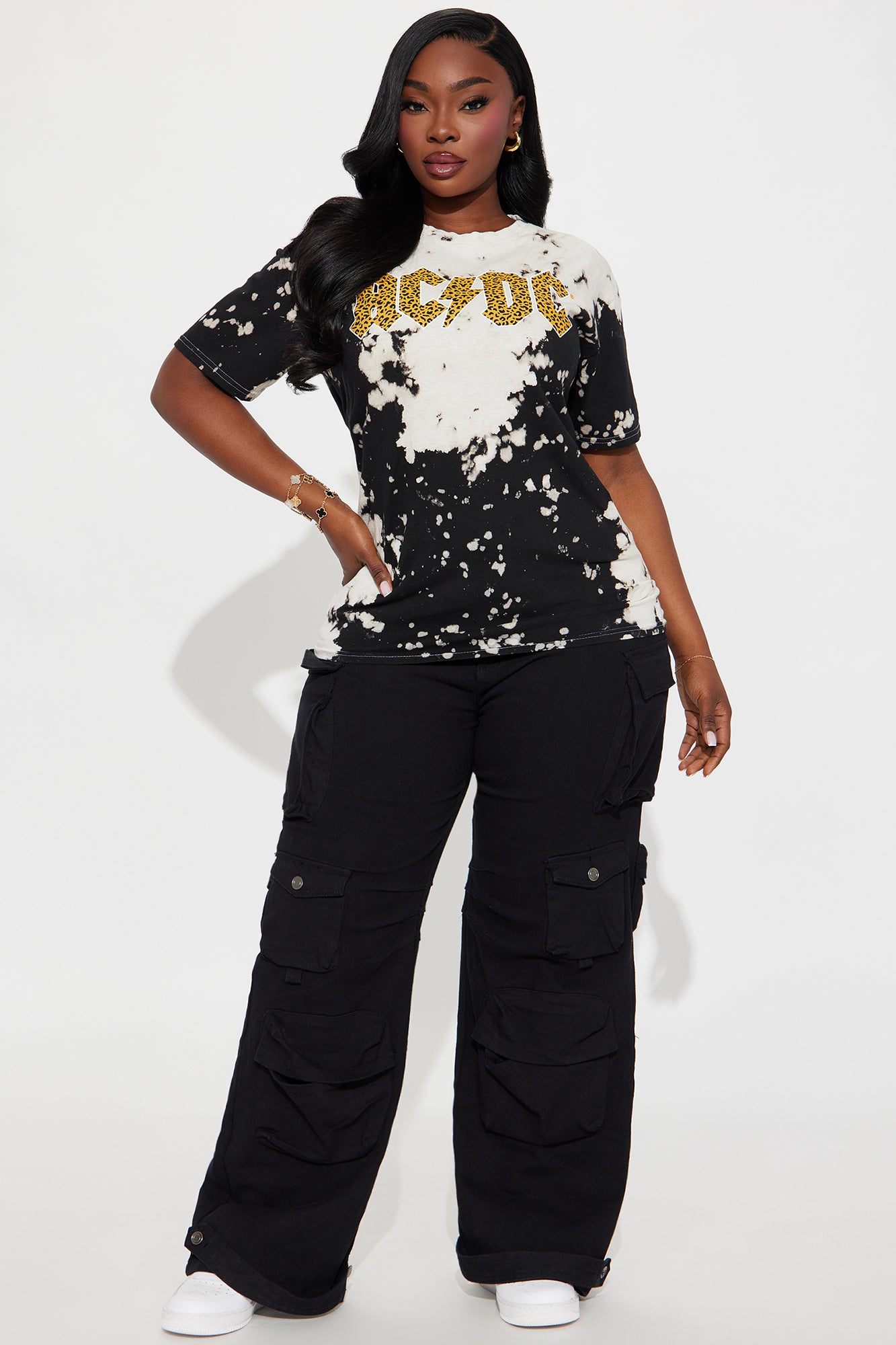ACDC Euro Tour Tie Dye Washed Oversized Tee - Black - Image 6