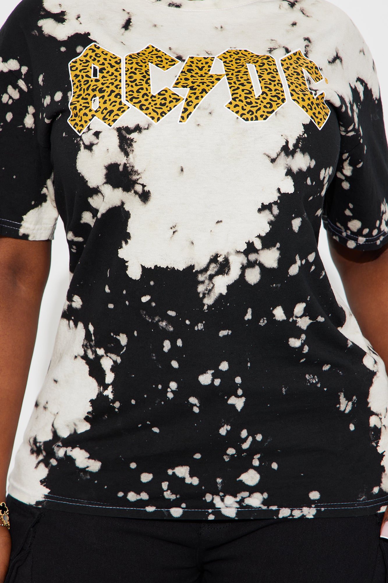 ACDC Euro Tour Tie Dye Washed Oversized Tee - Black - Image 7