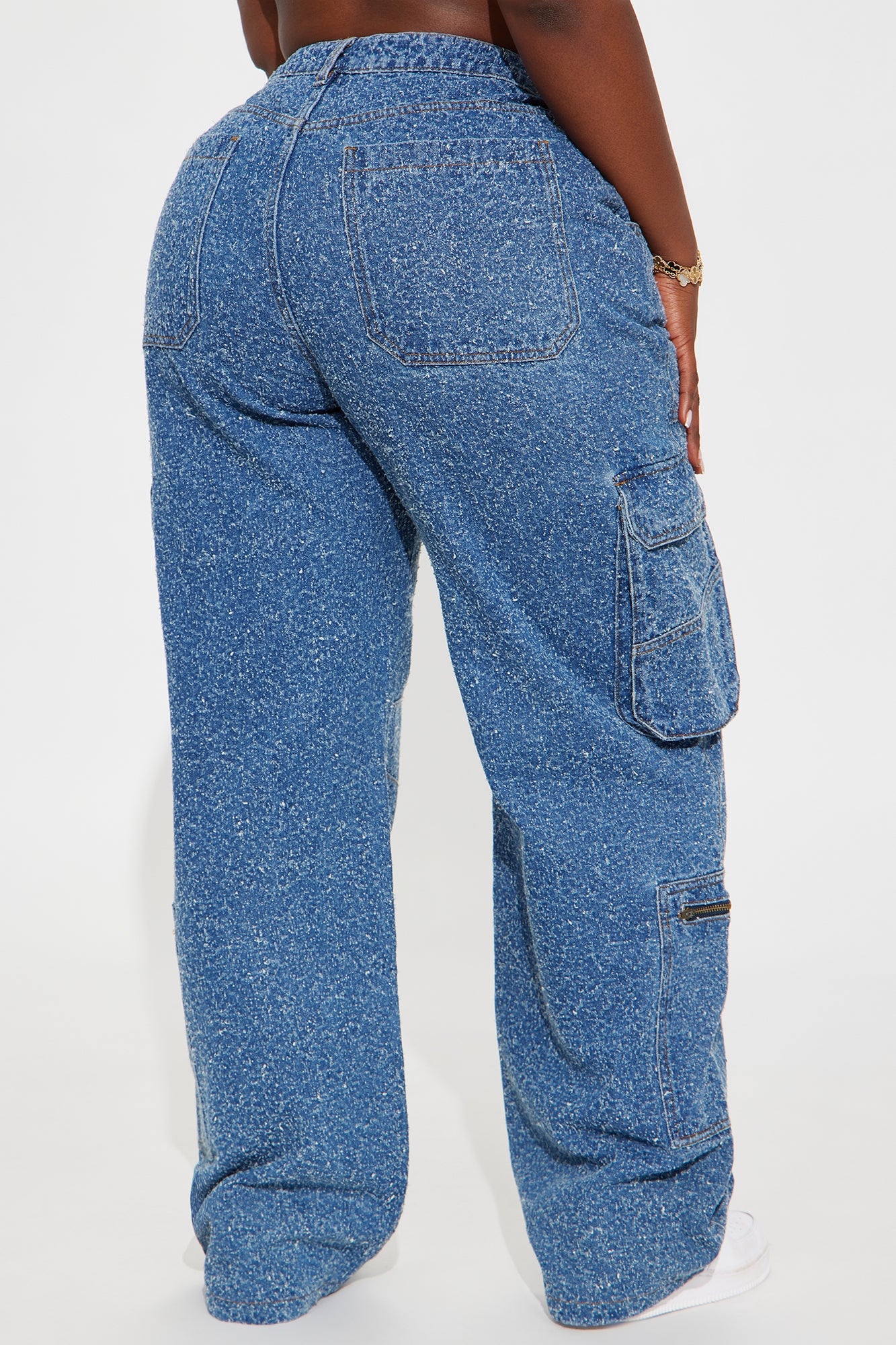 Hanna Textured Cargo Straight Leg Jean - Medium Wash - Image 7