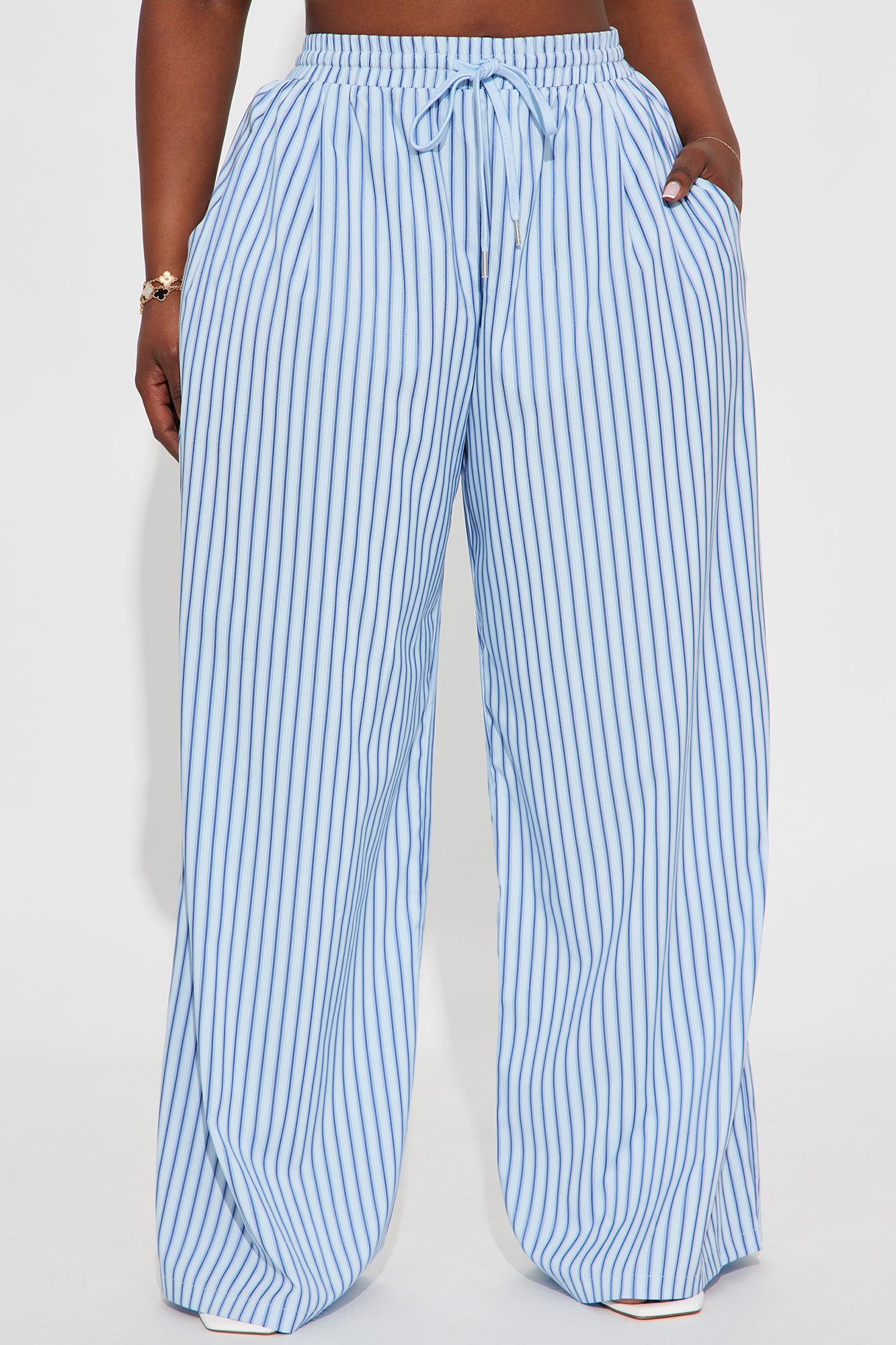 Timothy Striped Wide Leg Pant - Light Blue - Image 5