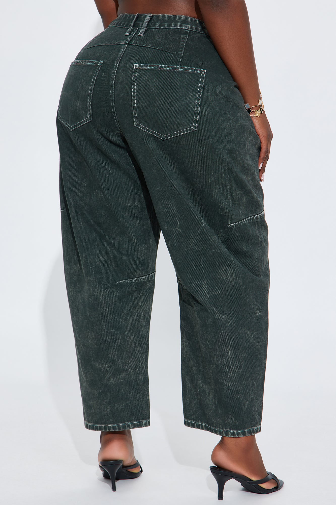 Lily Barrel Leg Jean - Dark Olive - Image 6