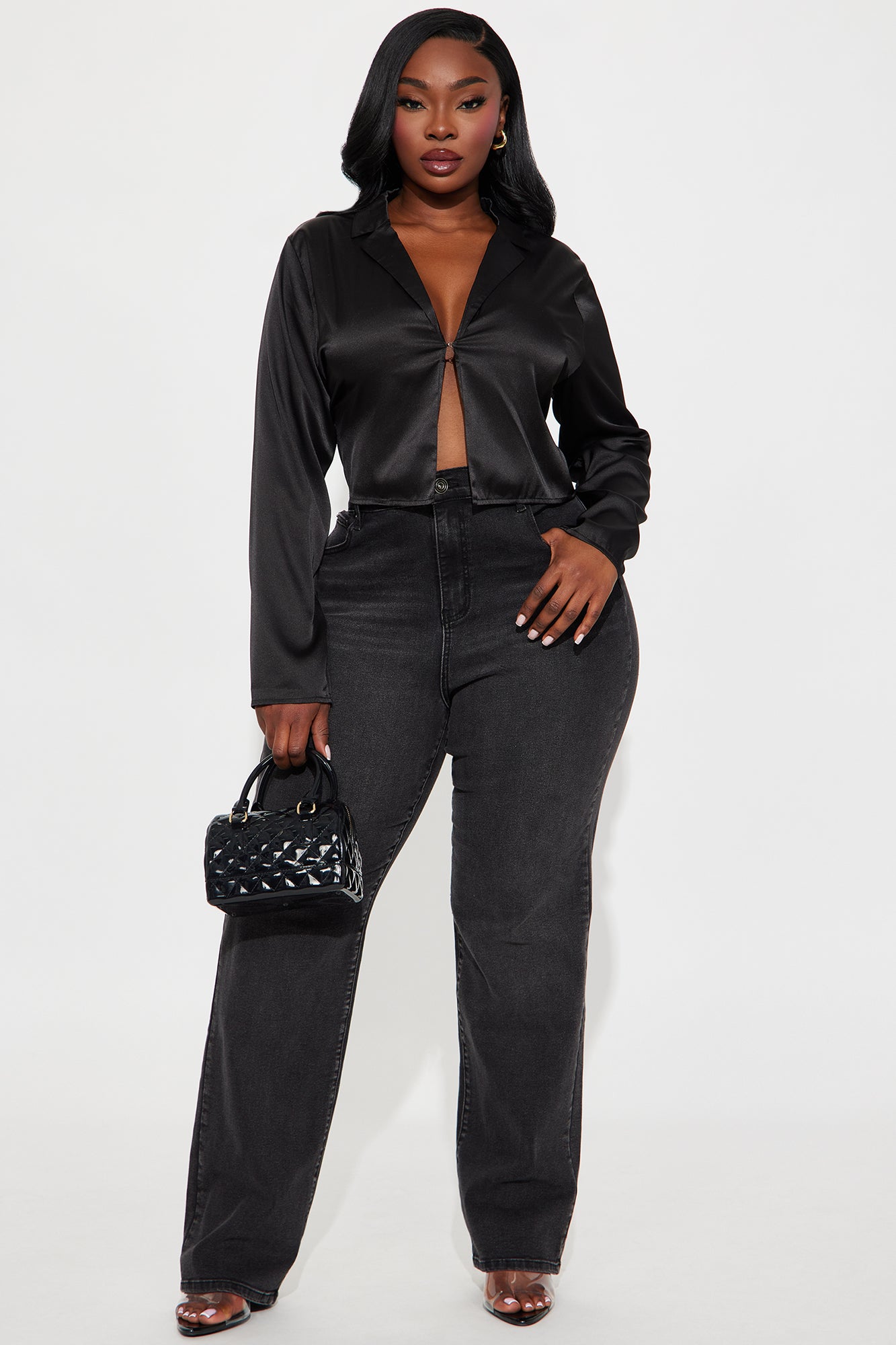 Forever Loving Satin Shirt - Black - Image 5