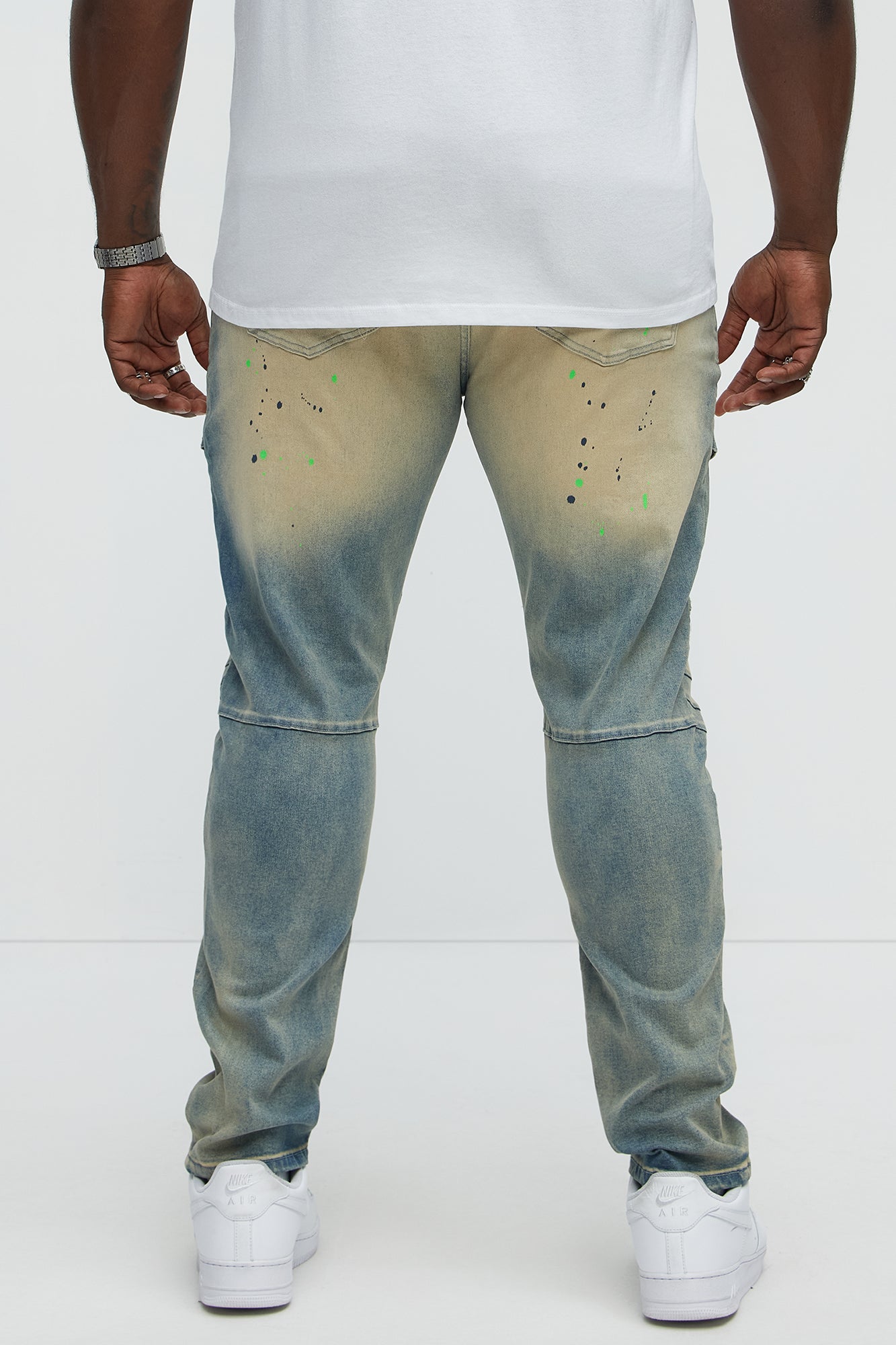 Made It Paint Splatter Skinny Jeans - Light Blue Wash - Image 8