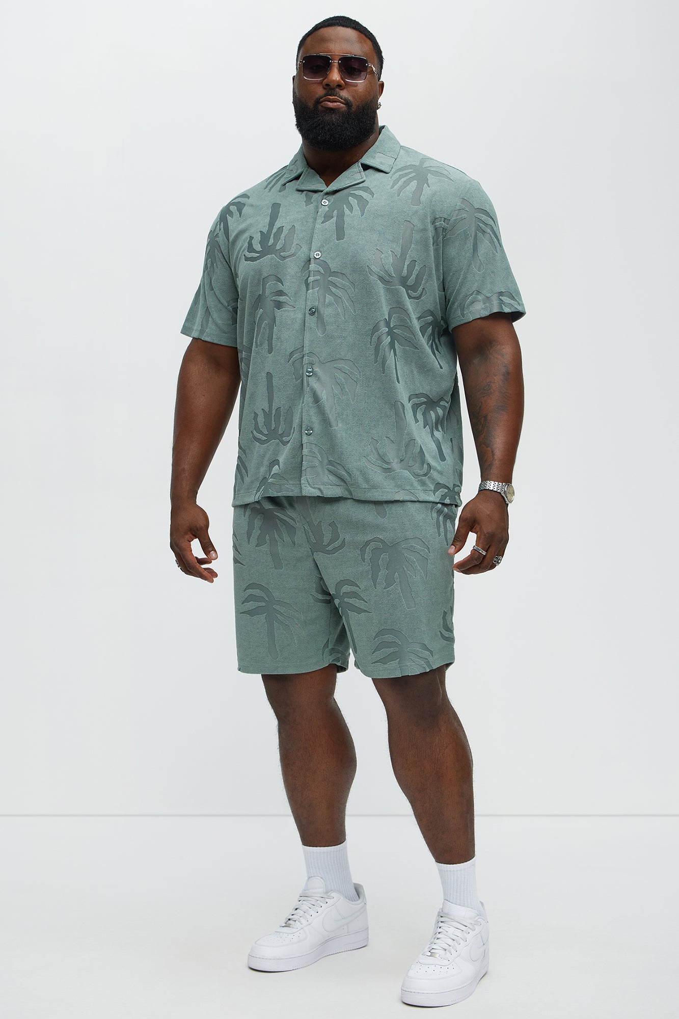 Tropical Trees Relaxed Shorts - Sage - Image 6
