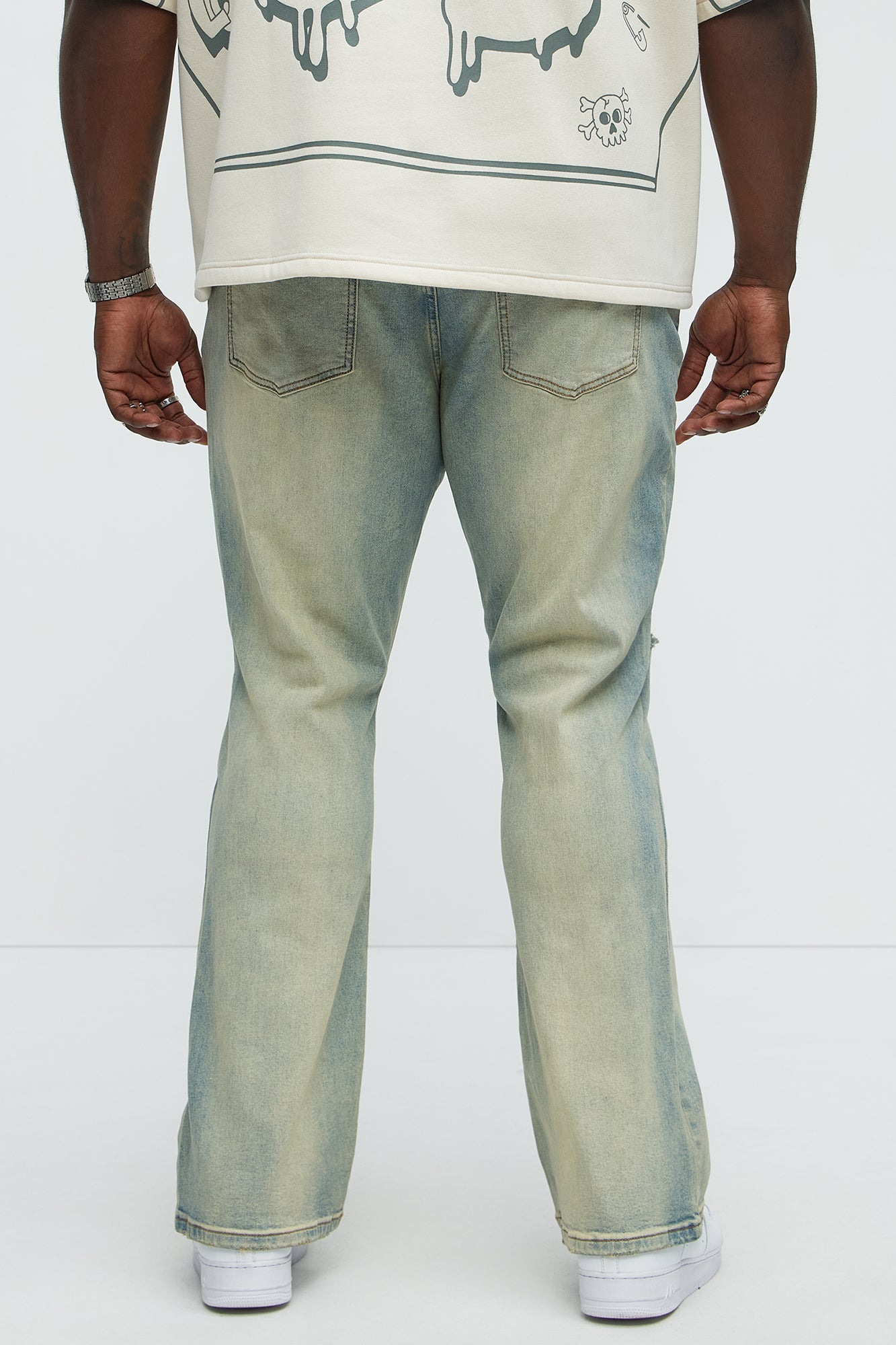 I Be Discreet Slim Flare Jeans - Vintage Blue Wash - Image 4