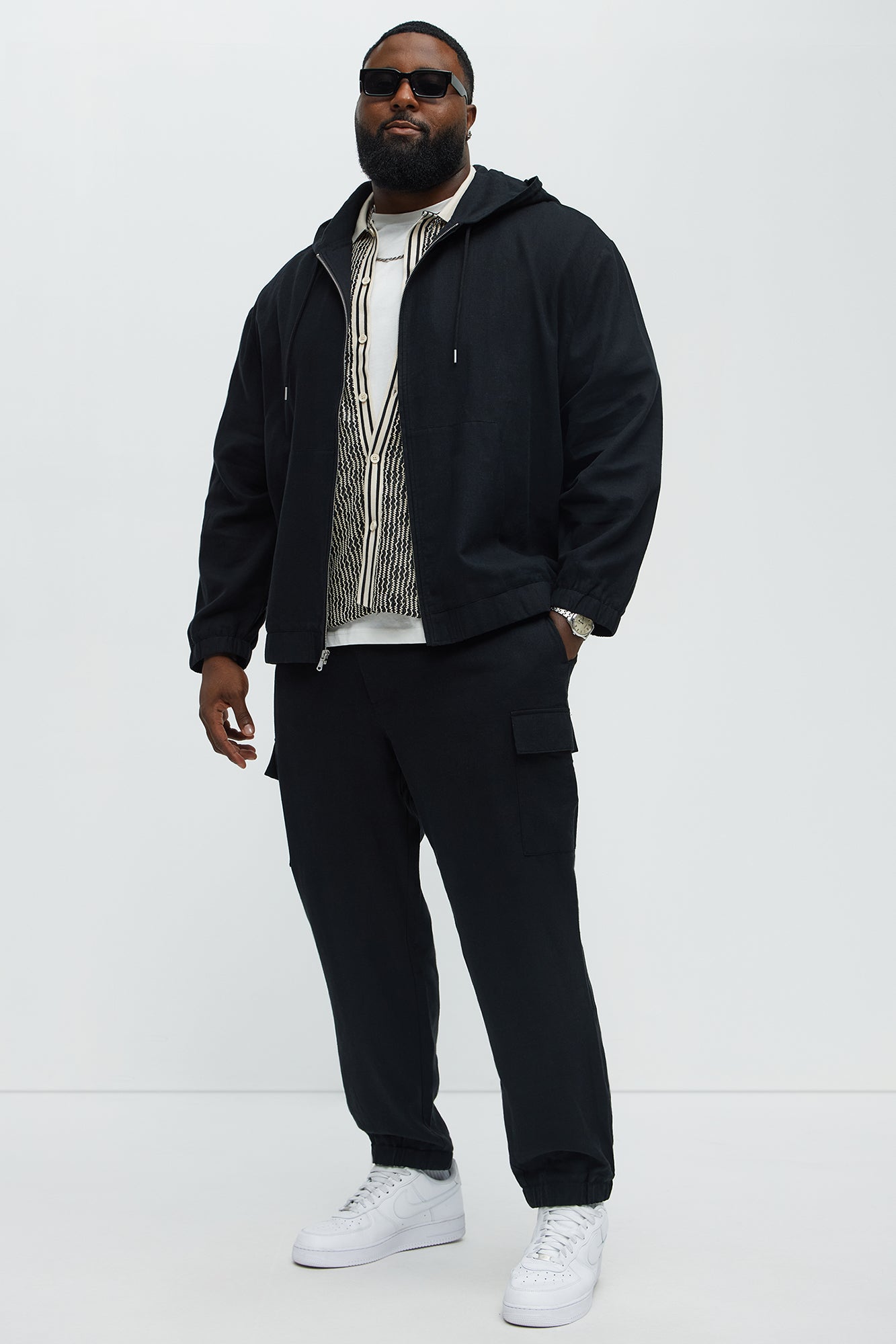 Bahamas Linen Relaxed Hooded Jacket - Black - Image 6