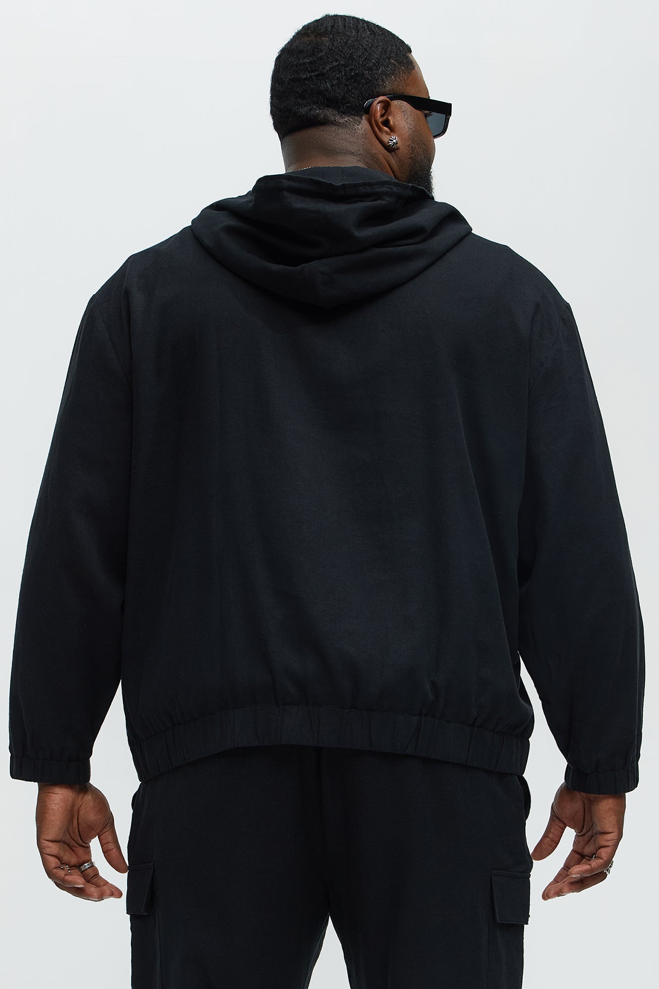 Bahamas Linen Relaxed Hooded Jacket - Black - Image 8
