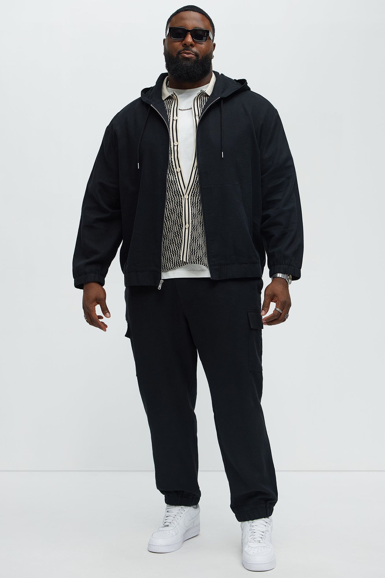 Slim Bahamas Linen Cargo Jogger - Black - Image 6
