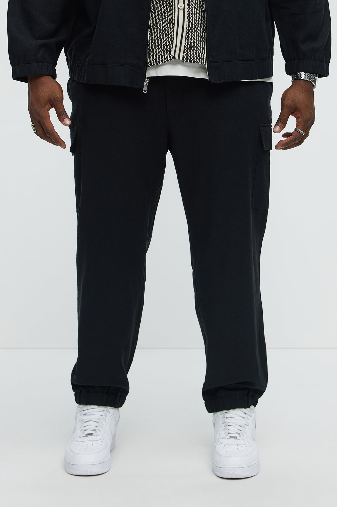 Slim Bahamas Linen Cargo Jogger - Black - Image 5