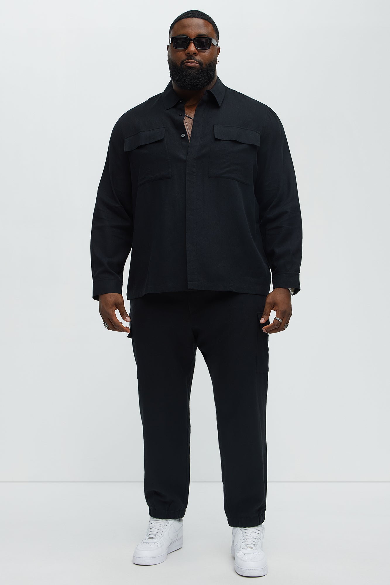 Bahamas Linen Long Sleeve Shirt - Black - Image 6