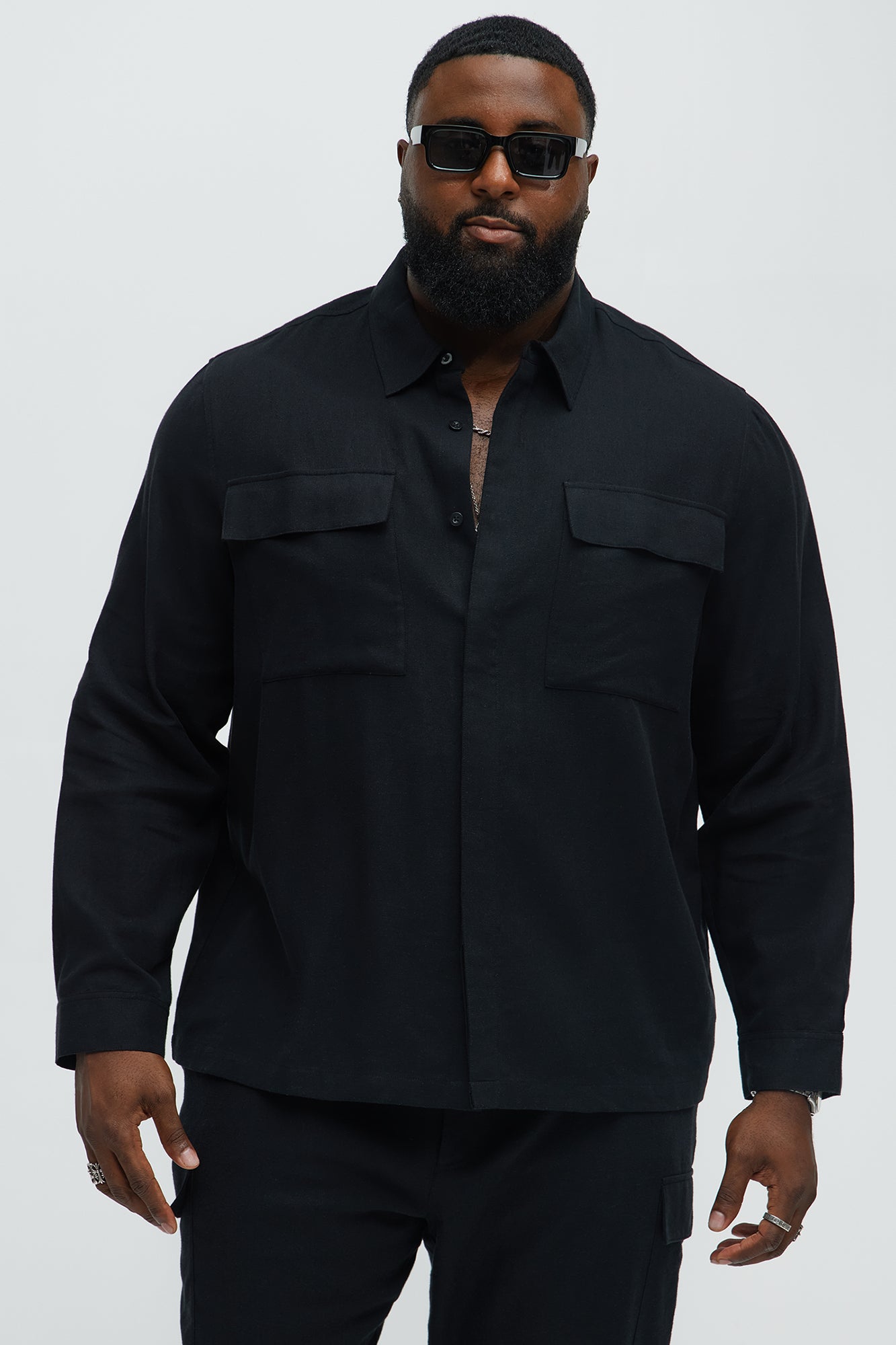 Bahamas Linen Long Sleeve Shirt - Black - Image 5