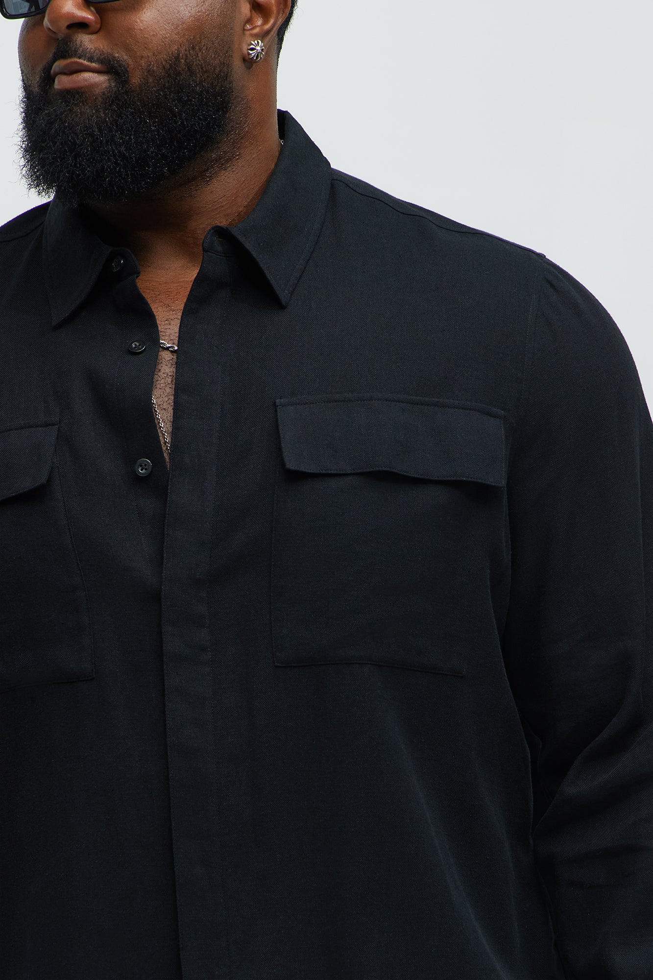 Bahamas Linen Long Sleeve Shirt - Black - Image 7