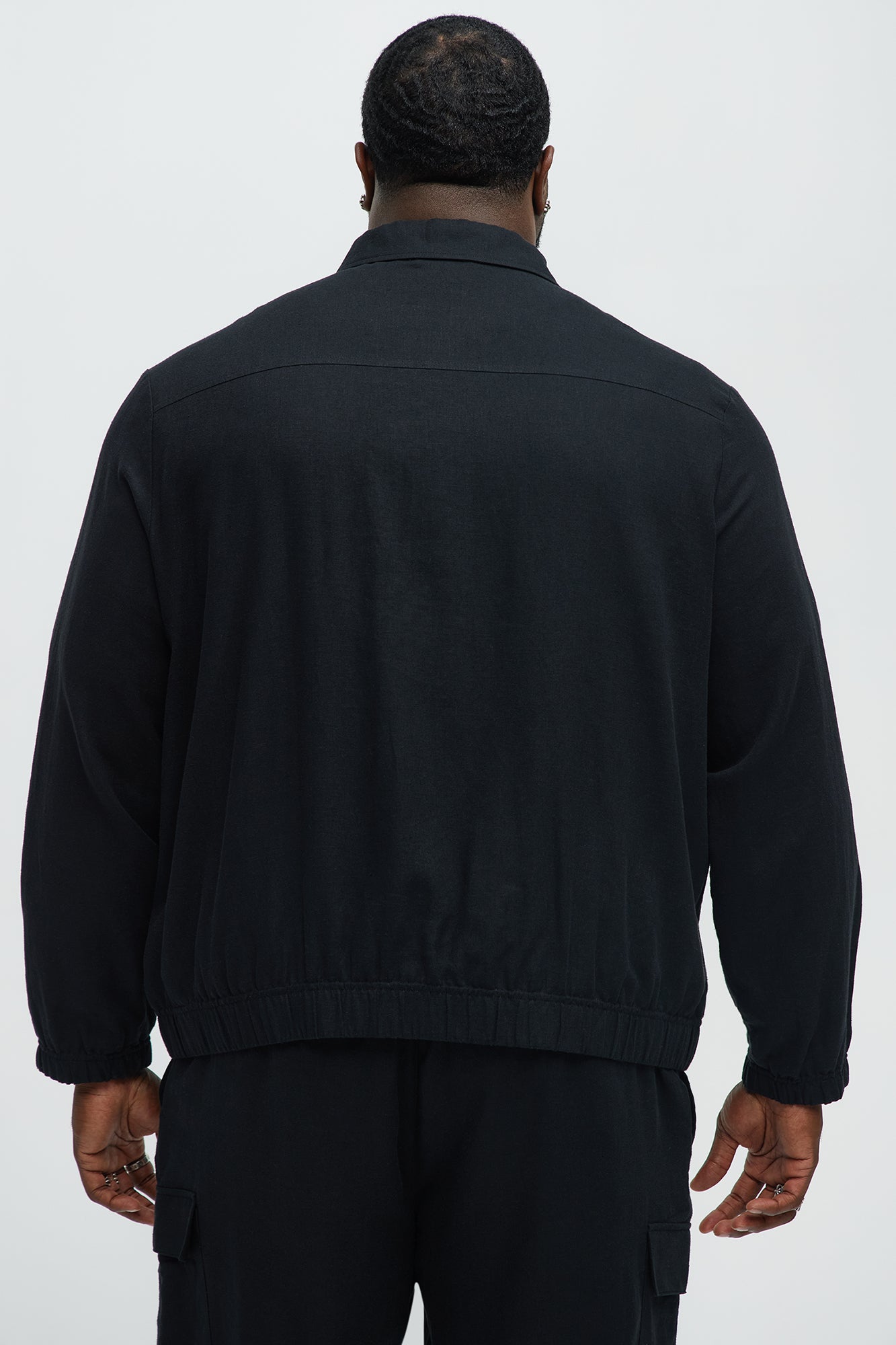 Bahamas Linen Zip Collar Jacket - Black - Image 9