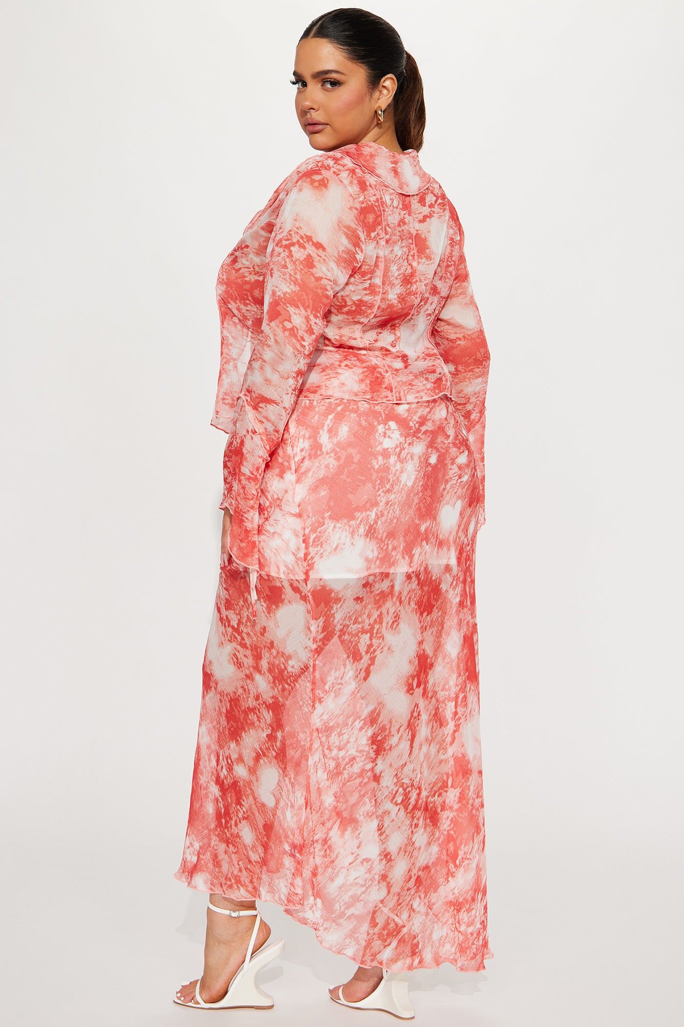 Good Habit Chiffon Skirt Set - Rust/combo - Image 6