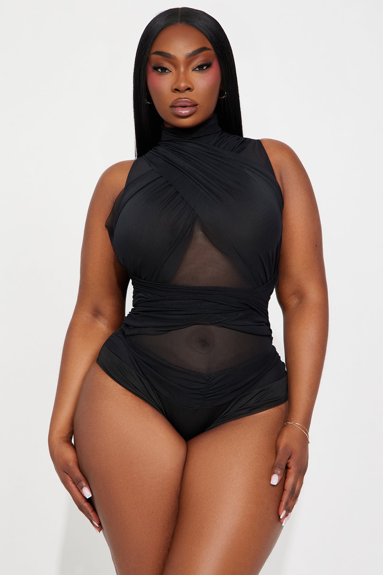 Mariella Mesh Bodysuit - Black - Image 6